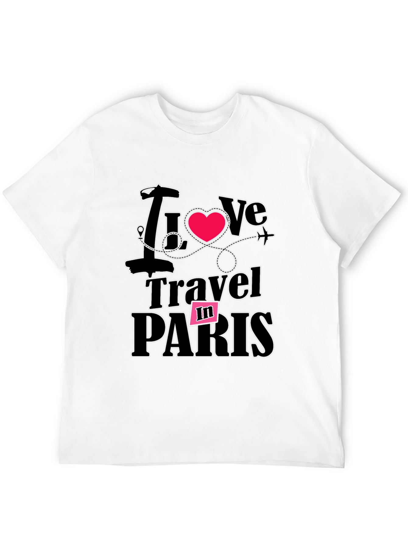 I Love Travel in Paris Black T-Shirt