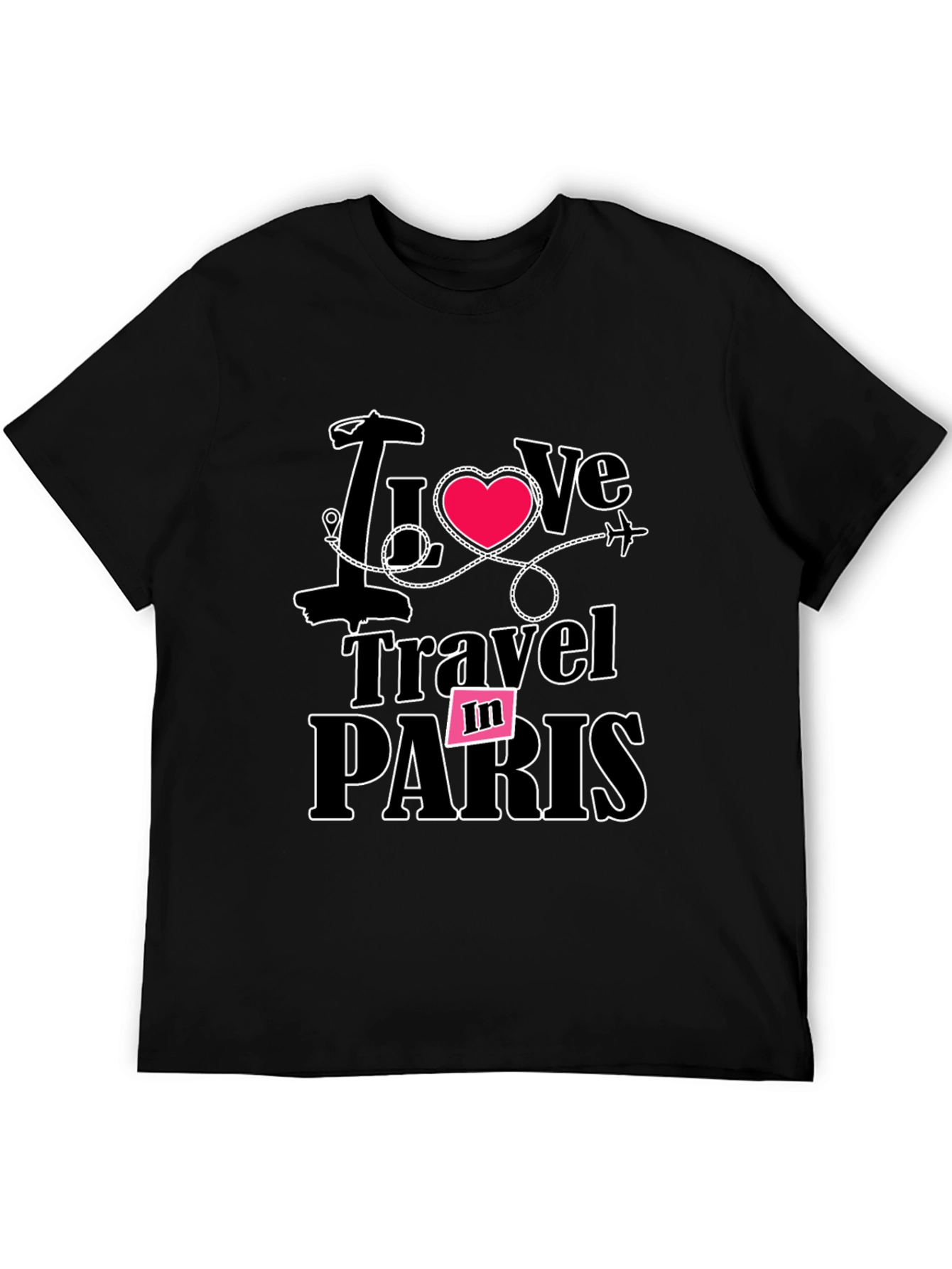 I Love Travel in Paris Black T-Shirt