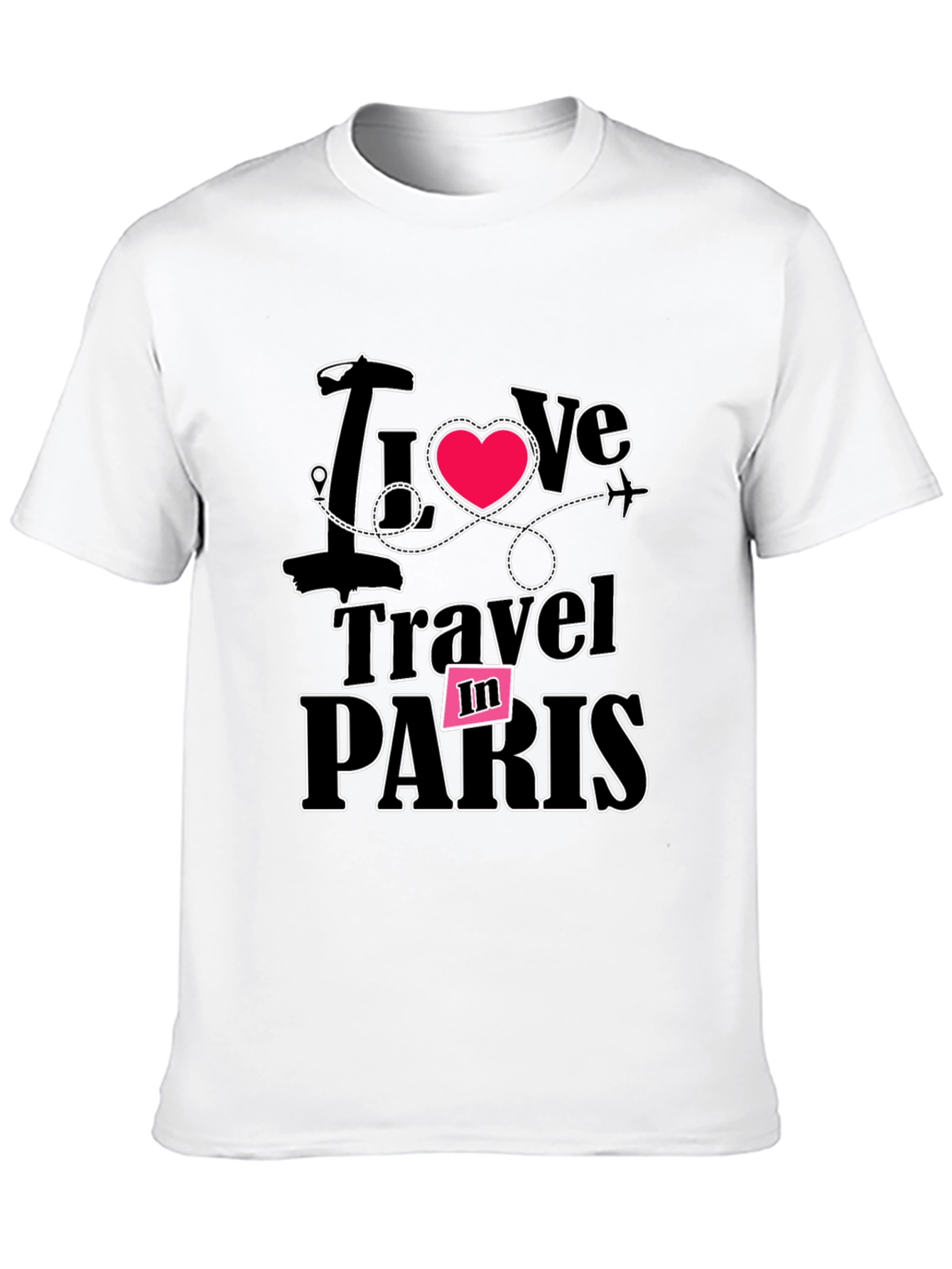 I Love Travel in Paris Black T-Shirt