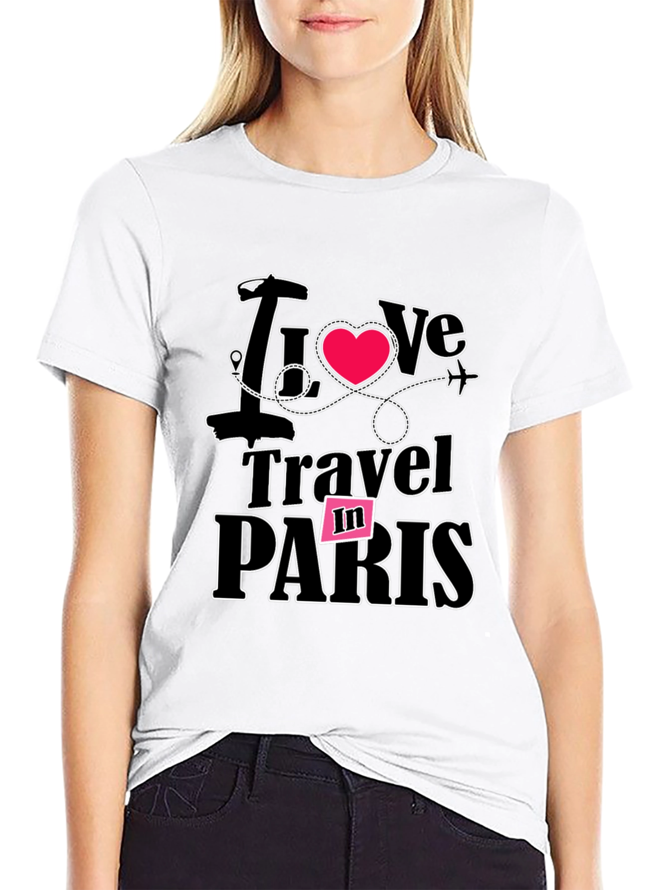 I Love Travel in Paris Black T-Shirt