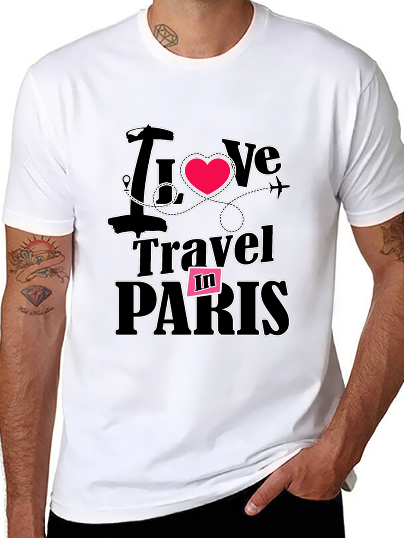 I Love Travel in Paris Black T-Shirt