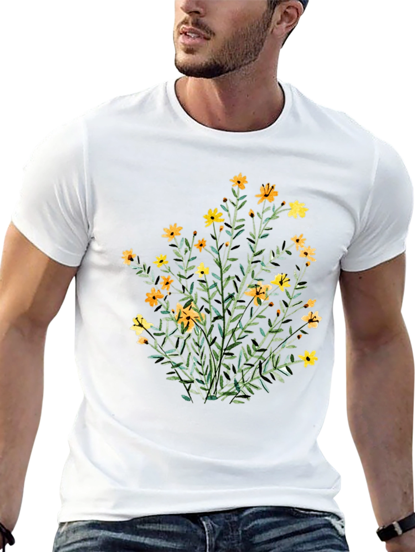 Floral Print Black T-Shirt