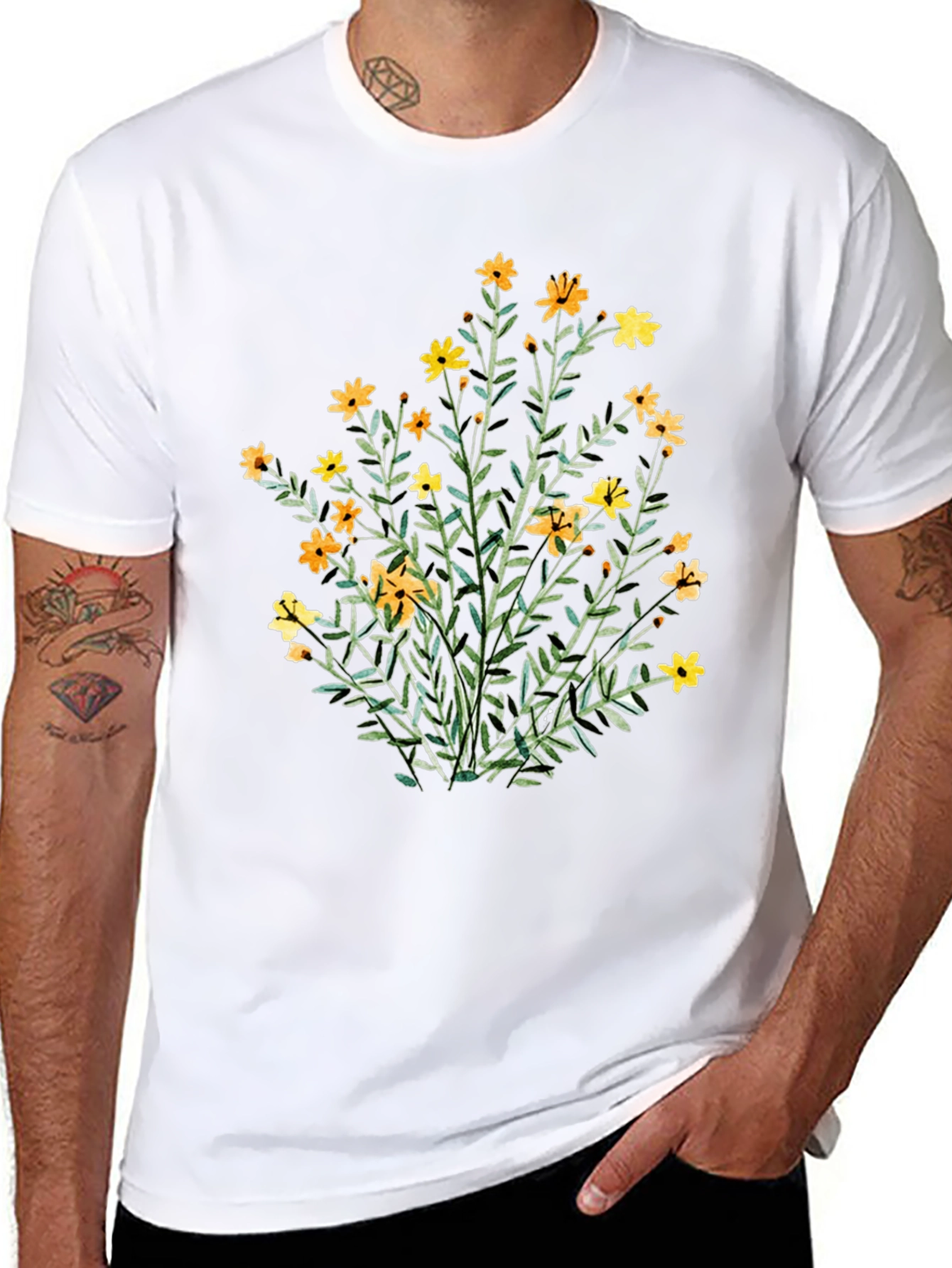 Floral Print Black T-Shirt