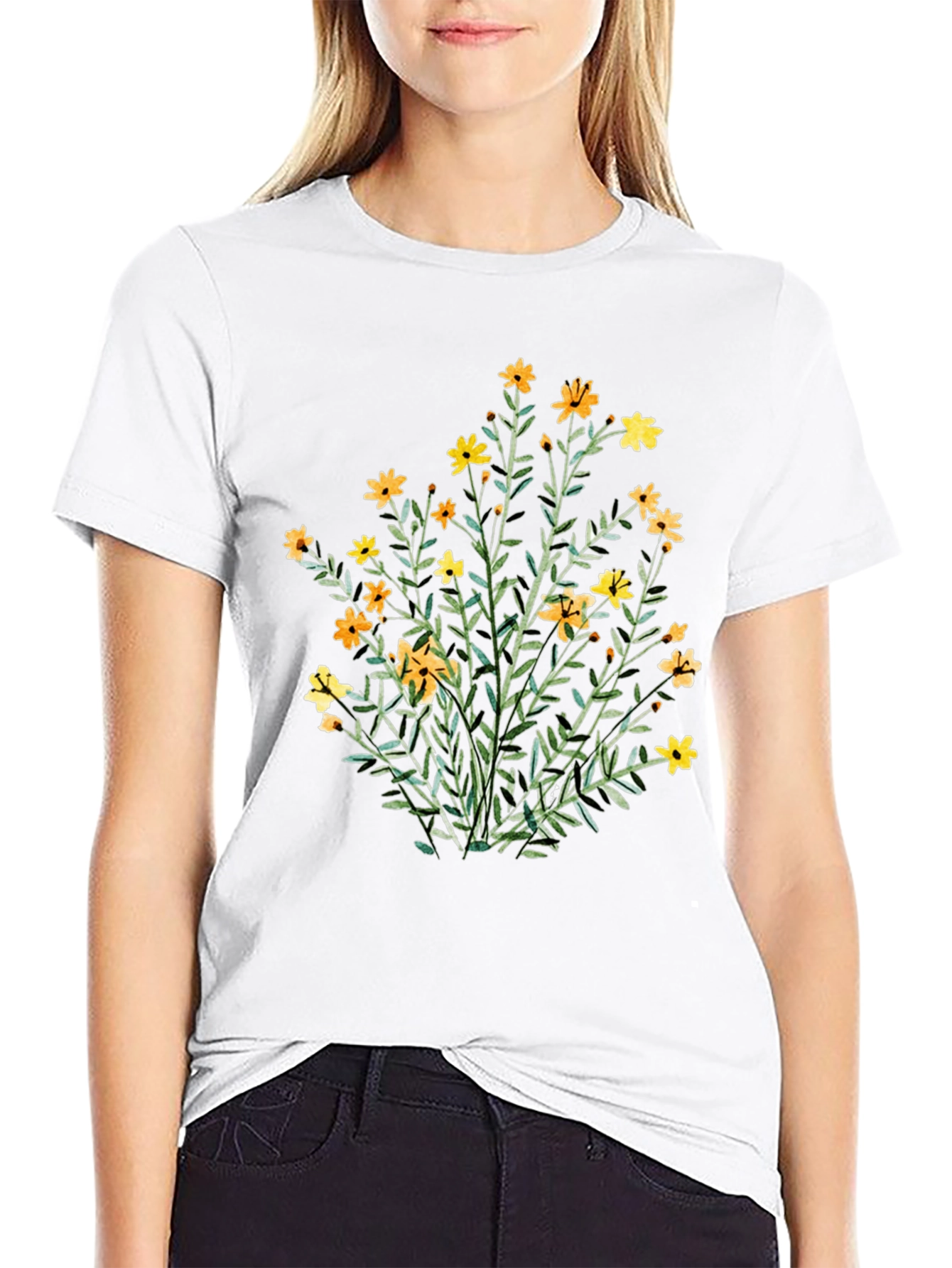 Floral Print Black T-Shirt