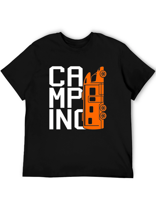 Camping Van Graphic Tee - Black Cotton T-Shirt