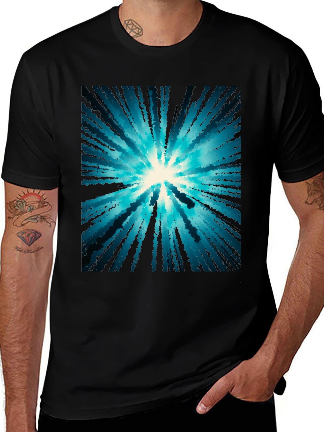 Abstract Burst Black T-Shirt