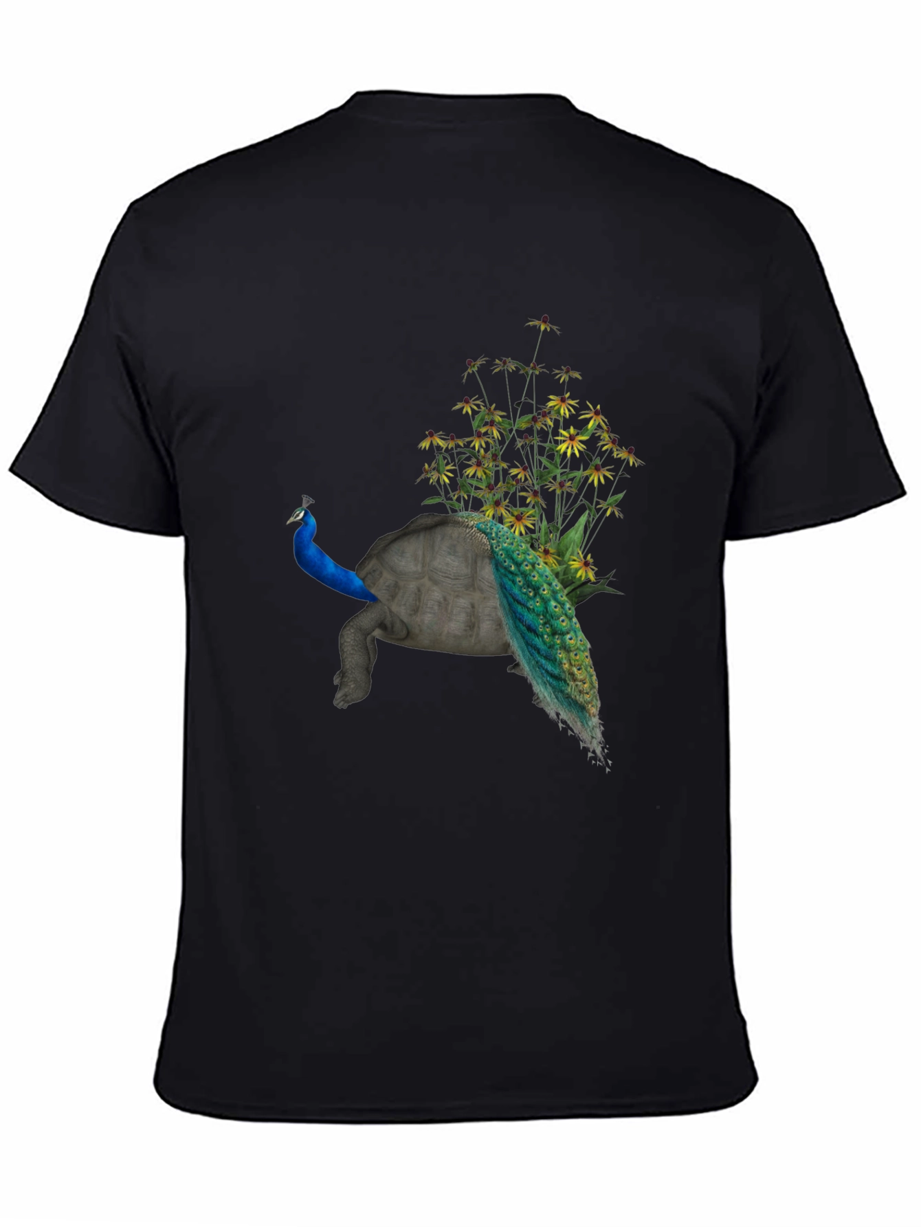 Peacock Turtle Graphic Tee - Unique Animal Fusion Art