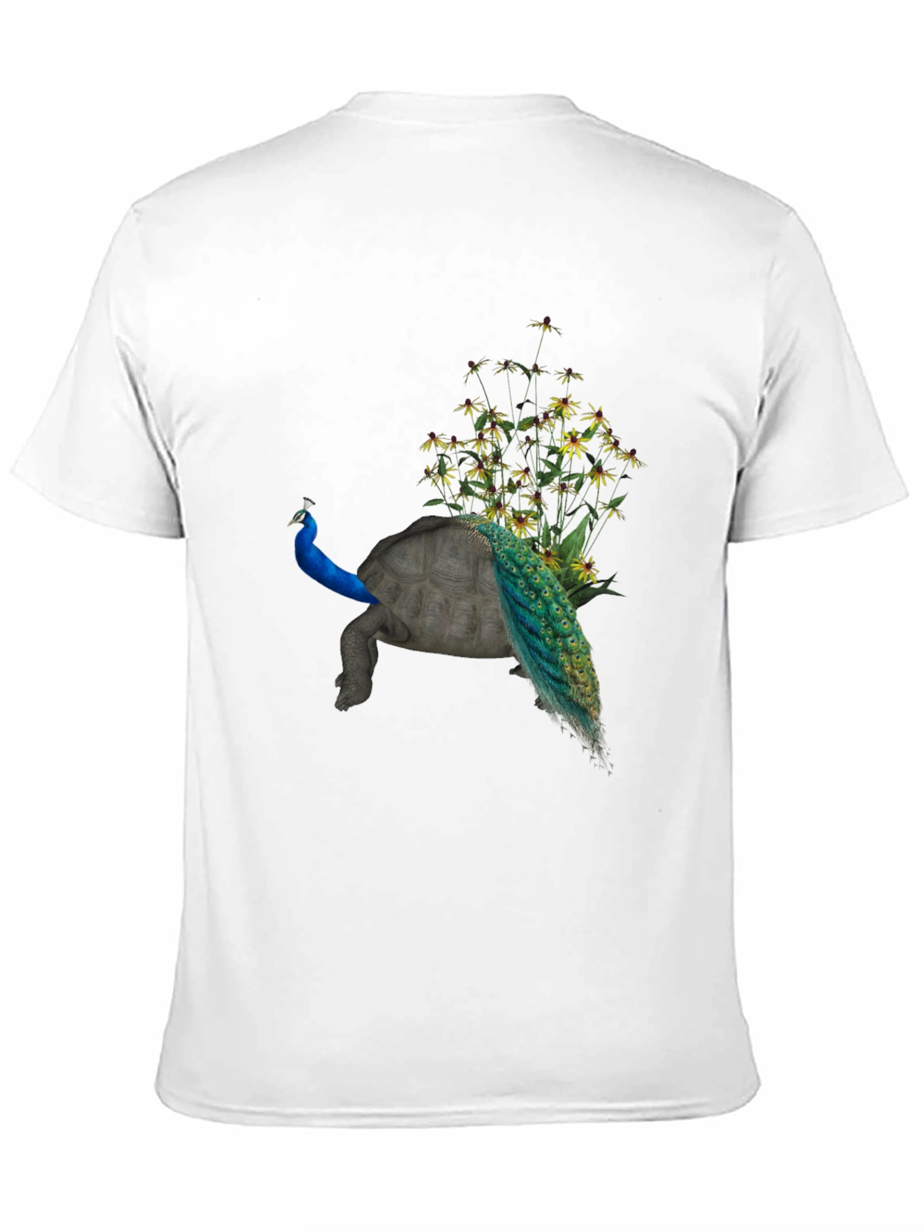 Peacock Turtle Graphic Tee - Unique Animal Fusion Art