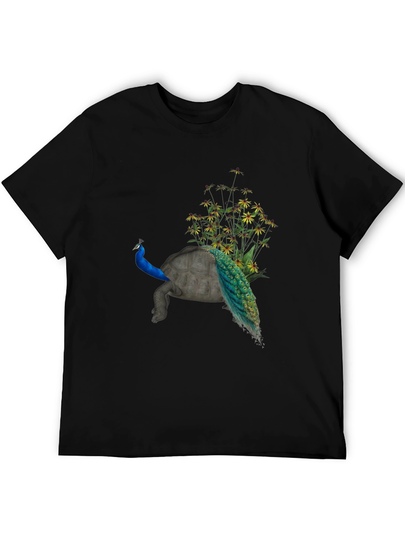 Peacock Turtle Graphic Tee - Unique Animal Fusion Art