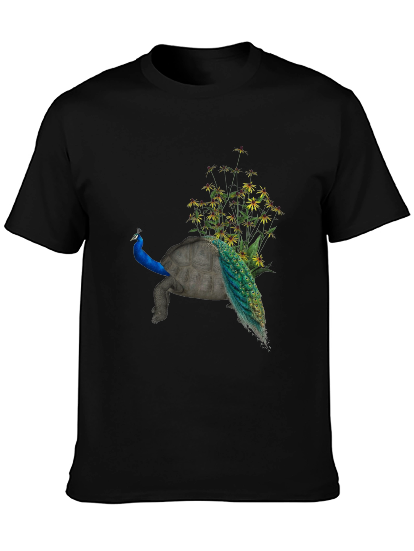 Peacock Turtle Graphic Tee - Unique Animal Fusion Art