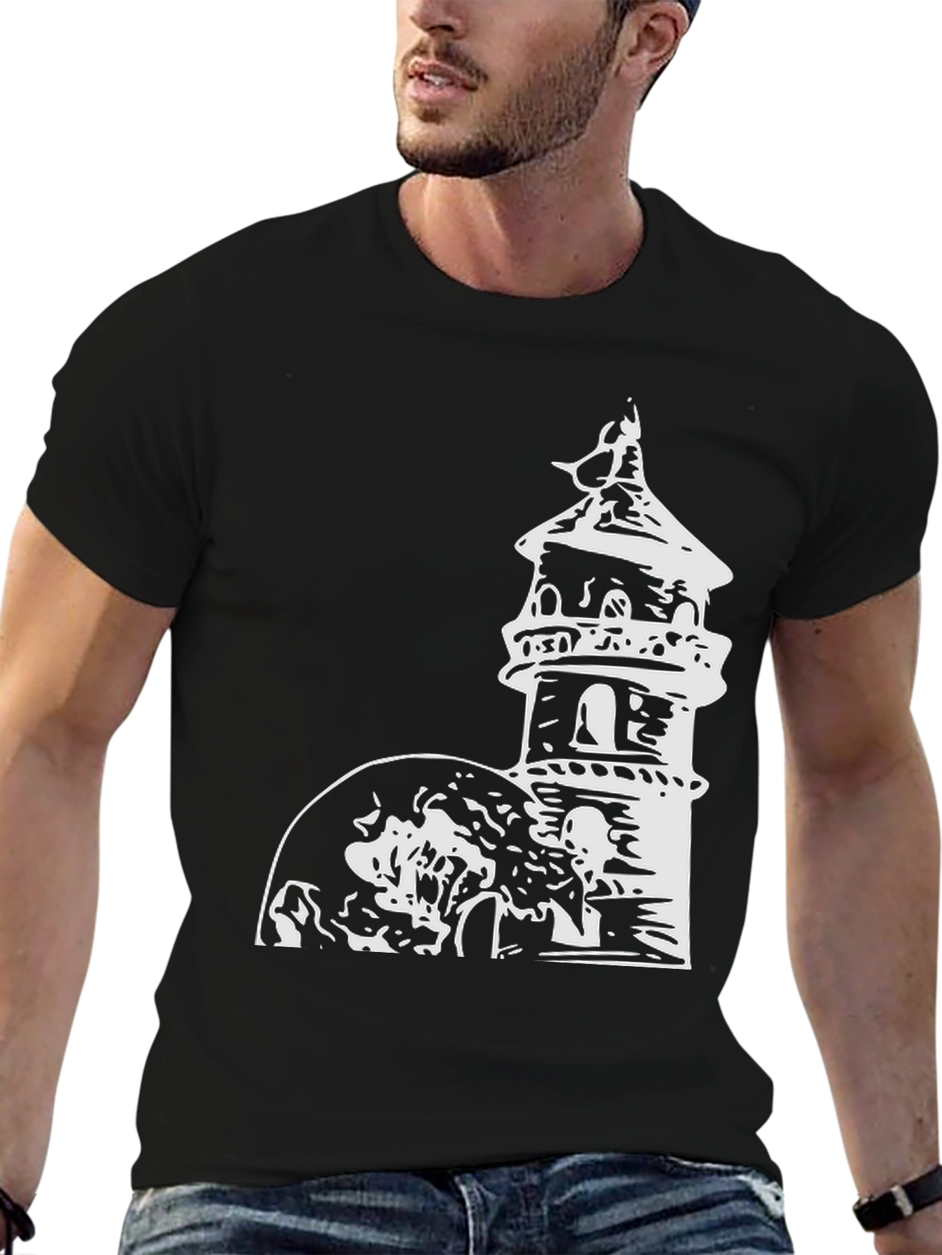 Tower Graphic Tee - Black Cotton Blend