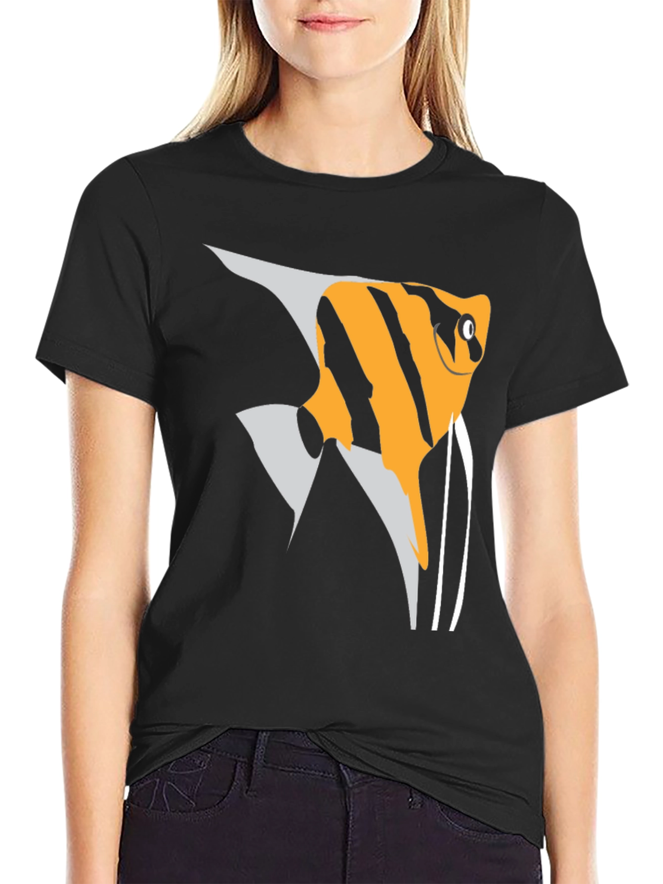 Angelfish Graphic Tee - Stylish Black T-Shirt