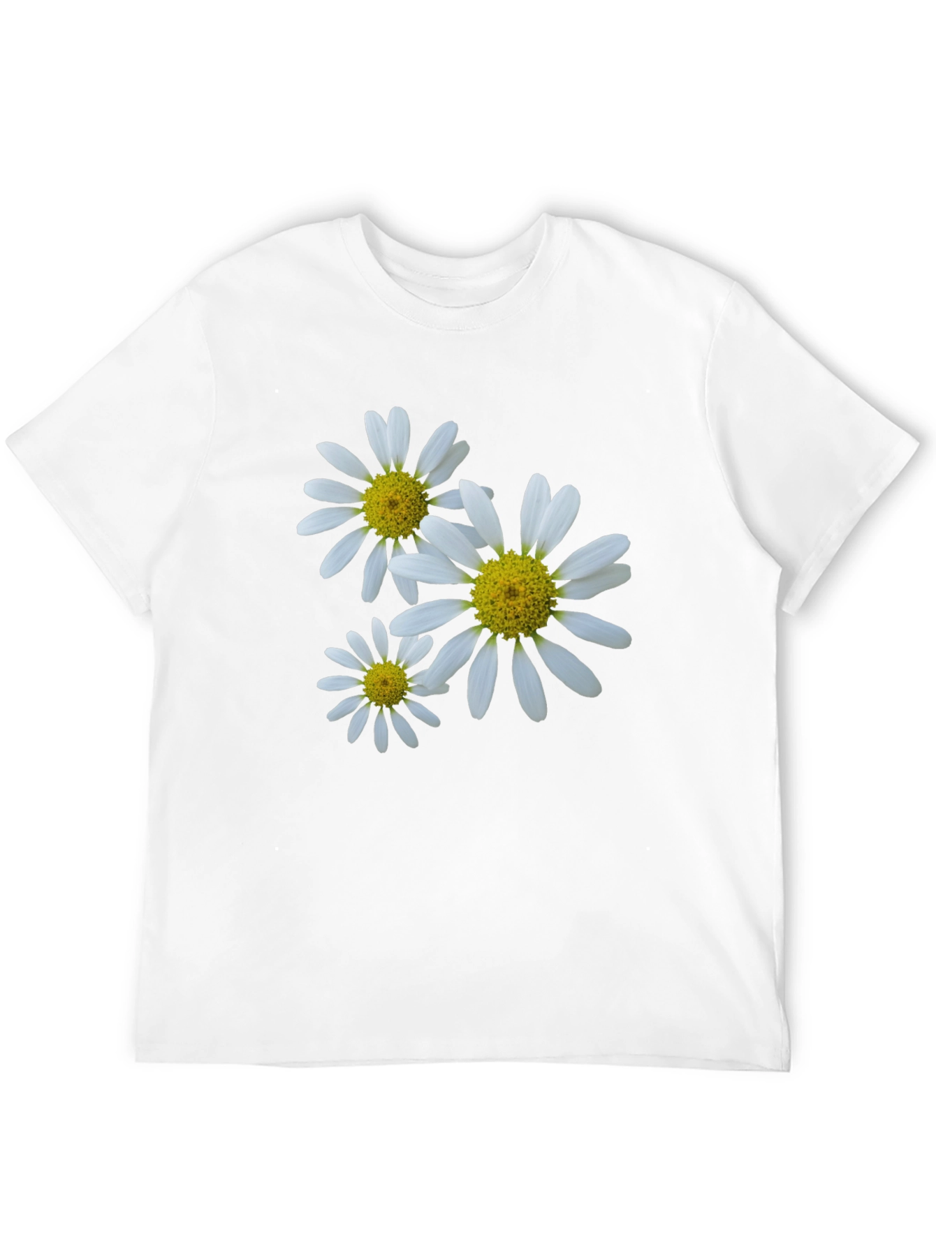 Daisy Flower Print Black T-Shirt