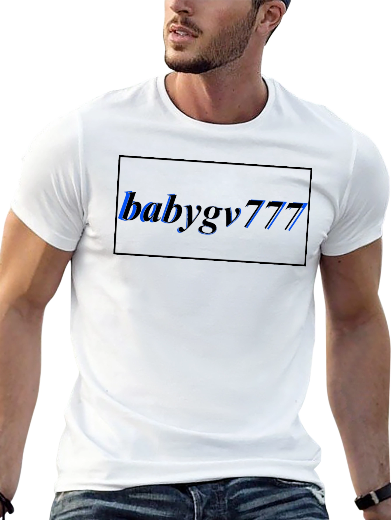 Mens Black Graphic Tee - Babygy777 Blue Print