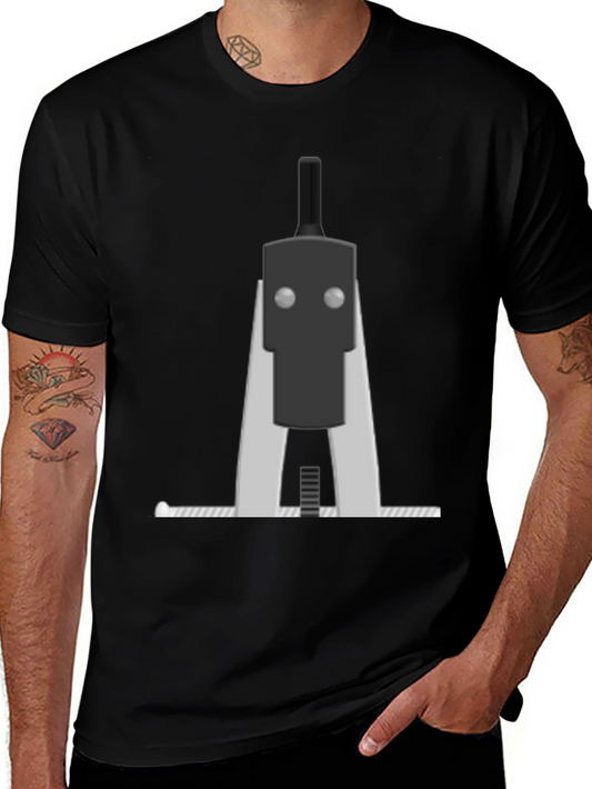 Geometric Robot Graphic Tee - Black