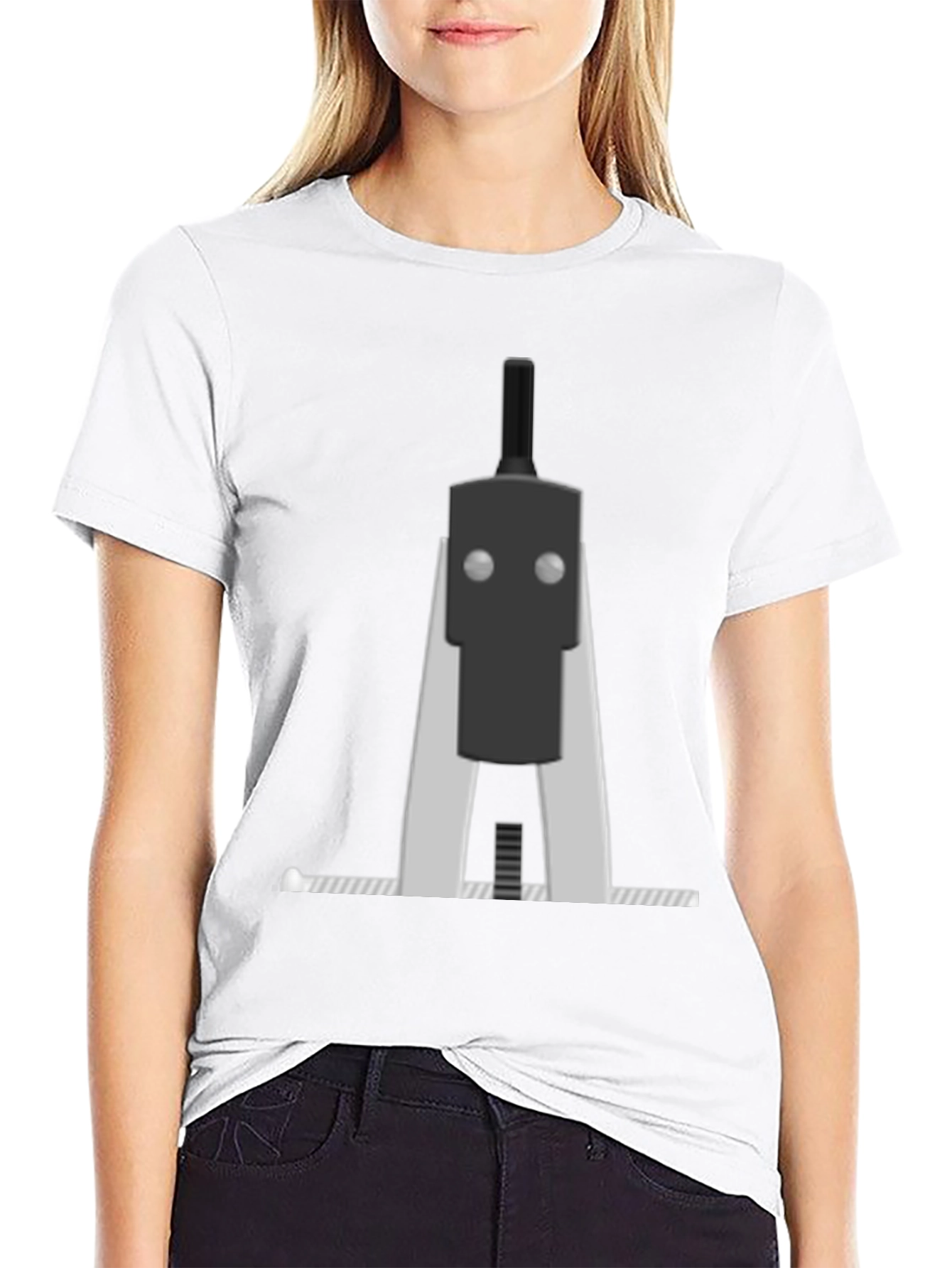 Geometric Robot Graphic Tee - Black
