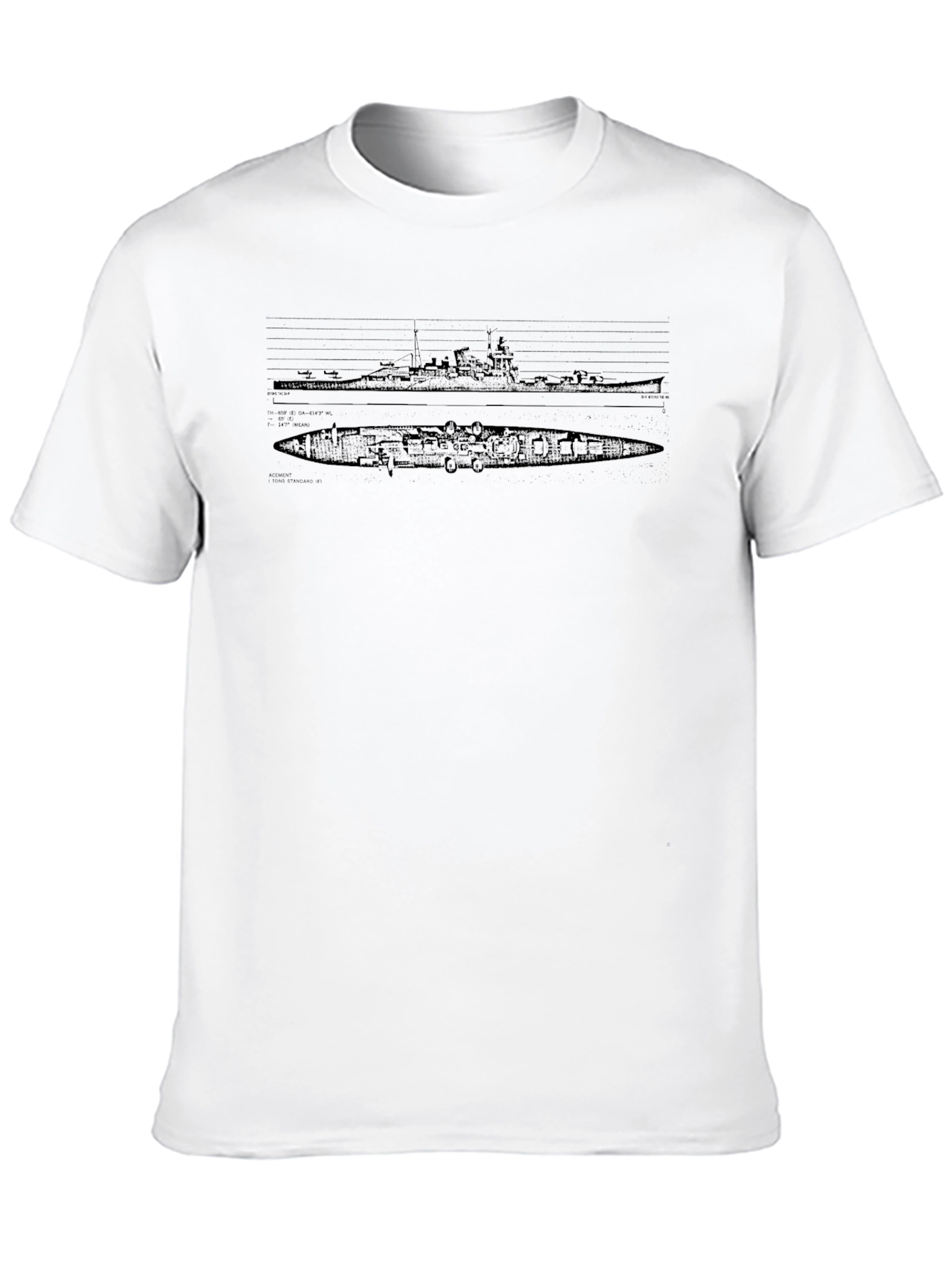 Naval Ship Blueprint Graphic Tee - Black