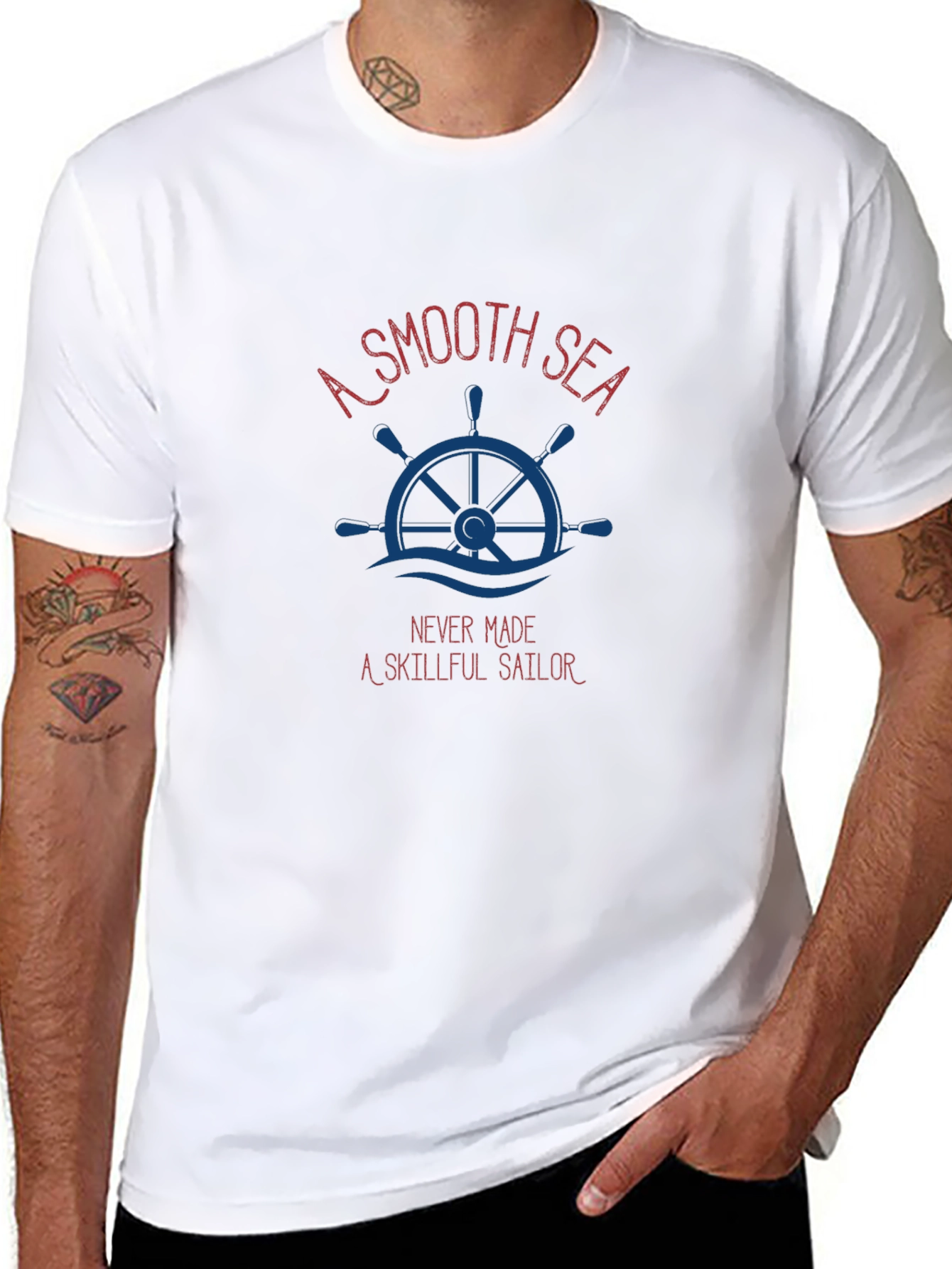 Nautical Theme Graphic T-Shirt - A Smooth Sea Quote