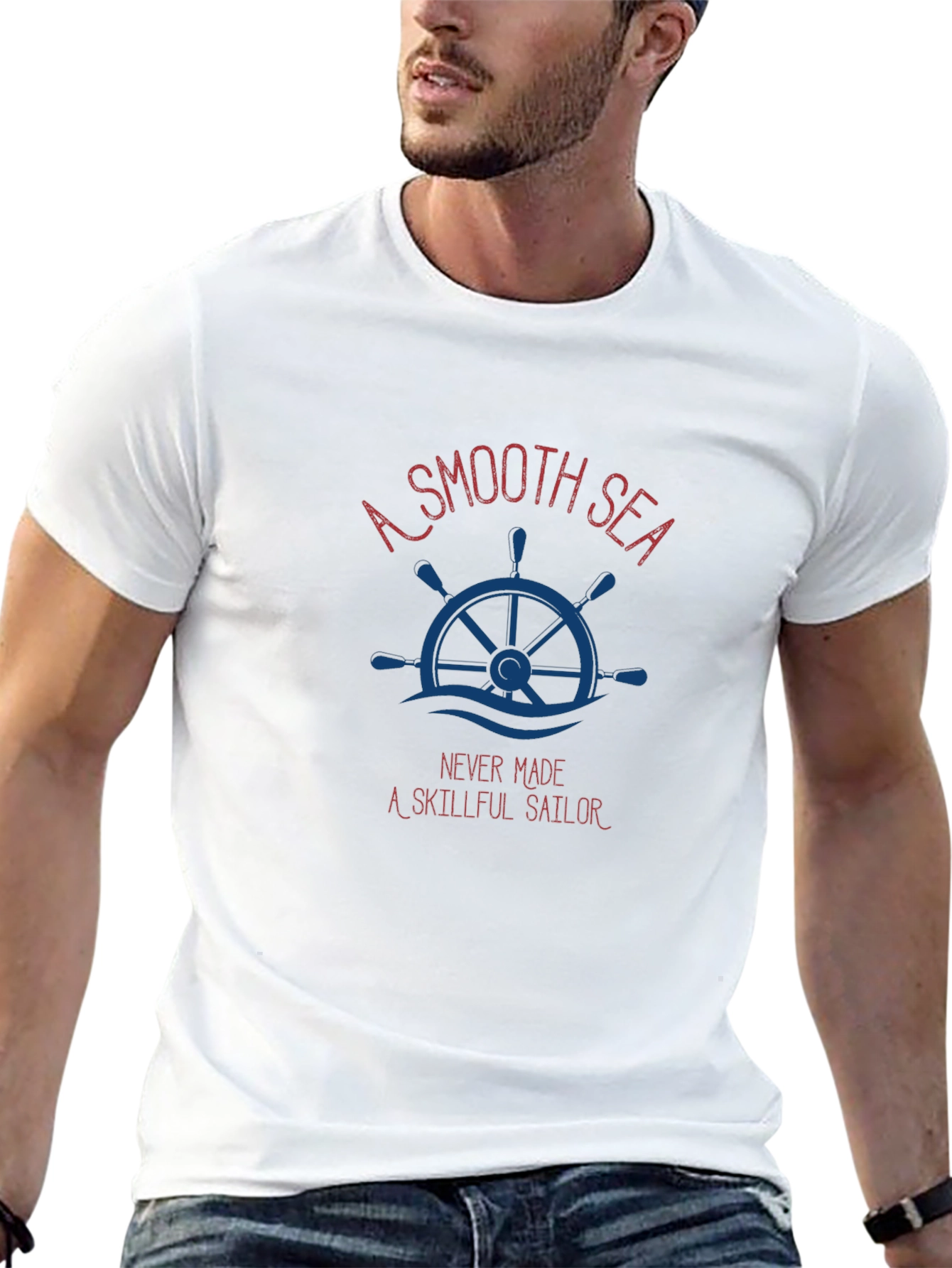 Nautical Theme Graphic T-Shirt - A Smooth Sea Quote