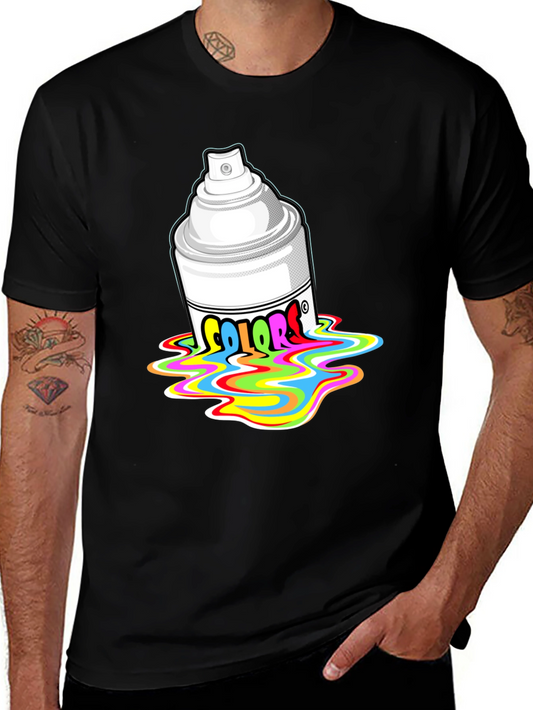 Colorful Spray Paint Can Graphic T-Shirt