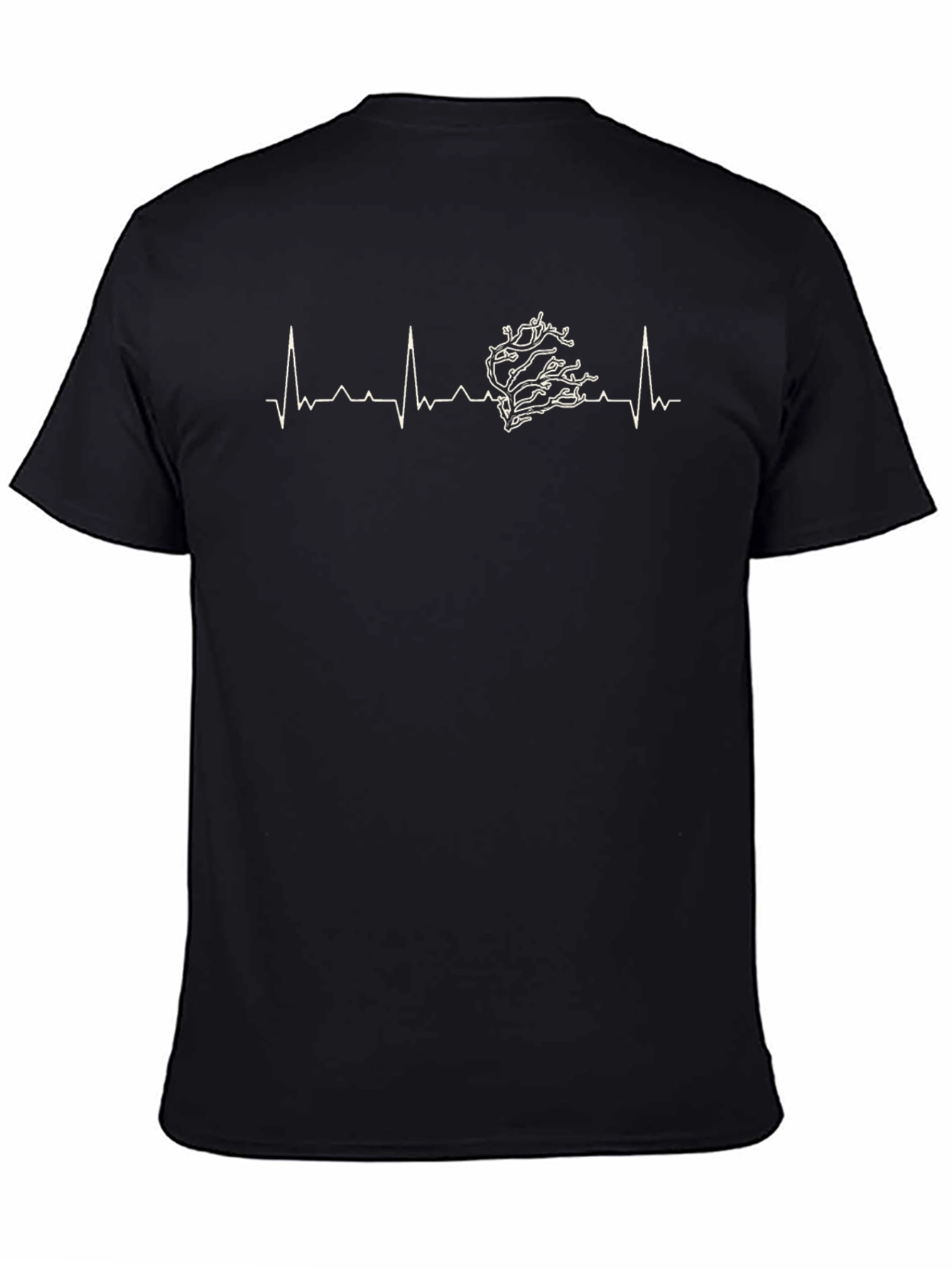 Heartbeat Tree Black T-Shirt