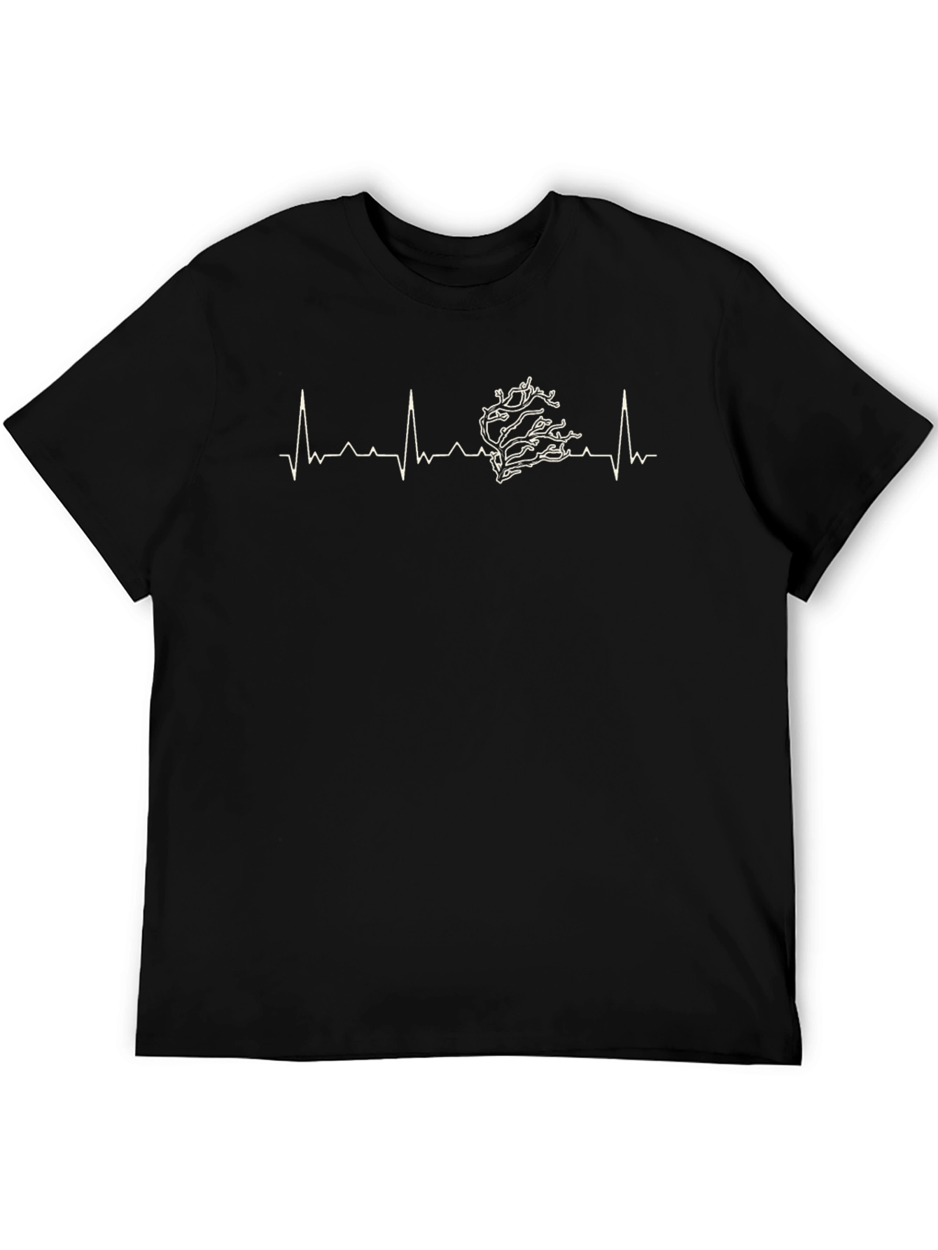 Heartbeat Tree Black T-Shirt