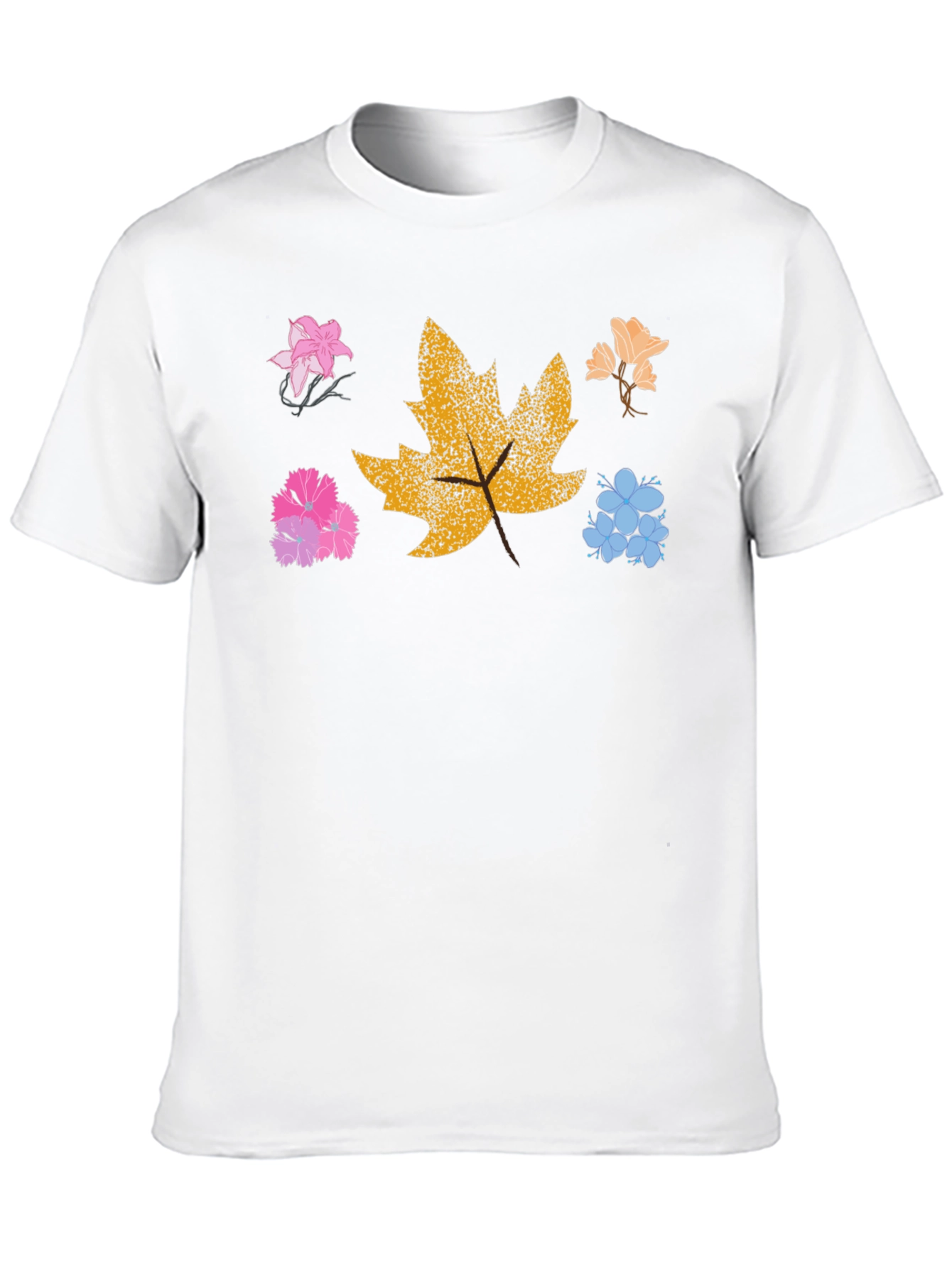 Floral Leaf Graphic Tee - Trendy Nature Shirt