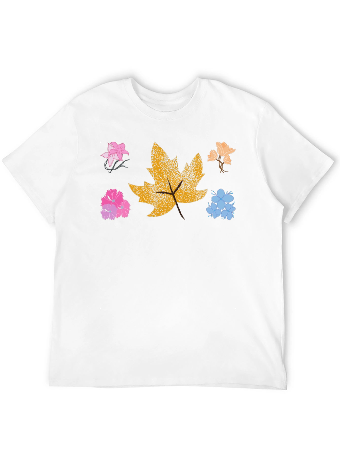 Floral Leaf Graphic Tee - Trendy Nature Shirt