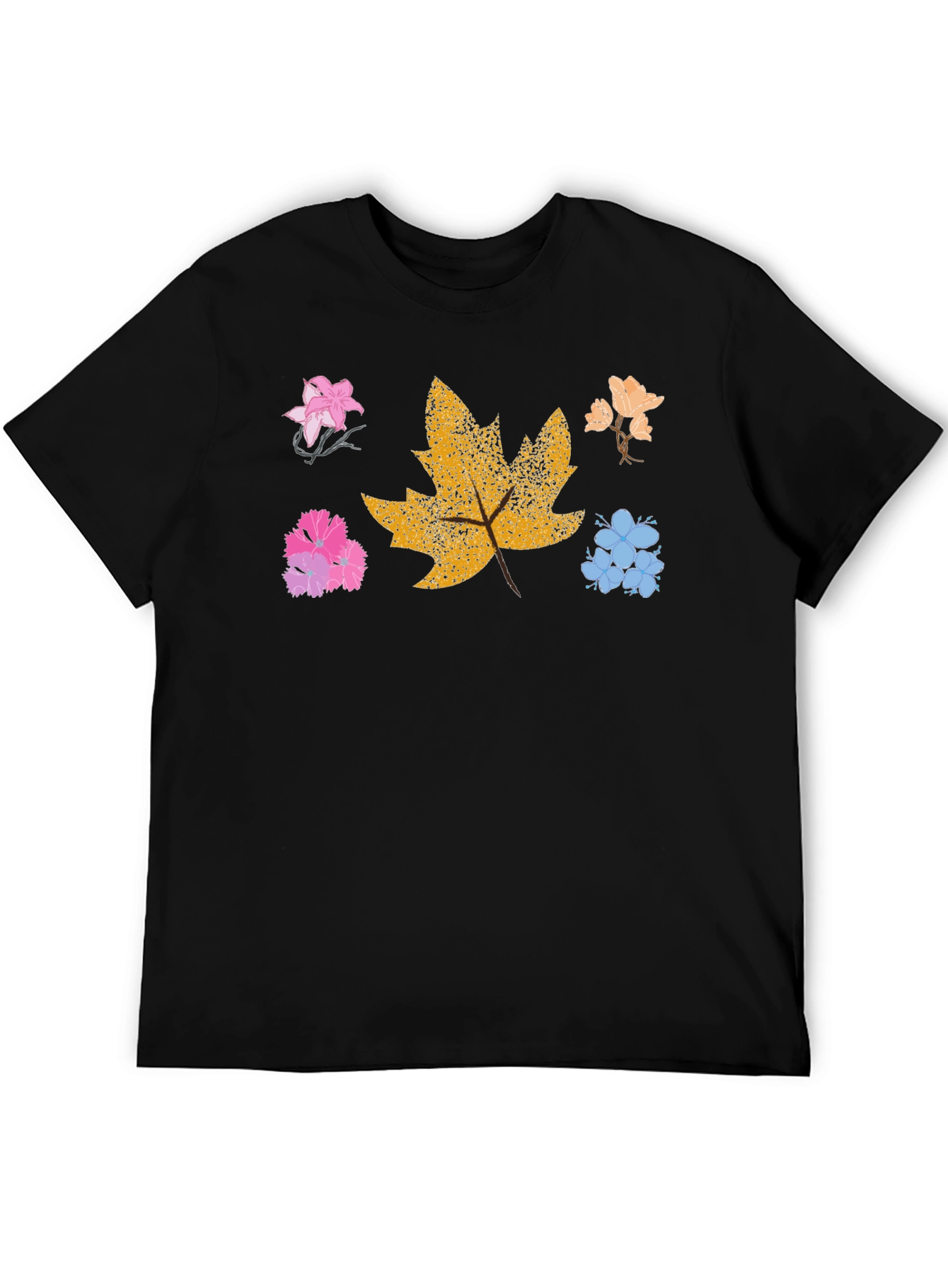 Floral Leaf Graphic Tee - Trendy Nature Shirt