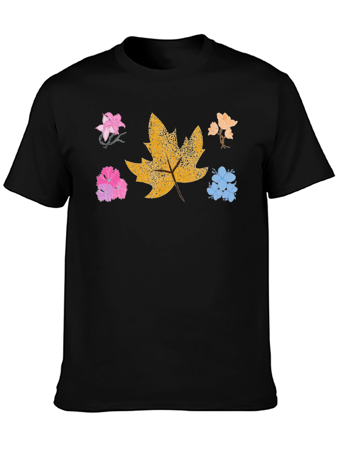 Floral Leaf Graphic Tee - Trendy Nature Shirt