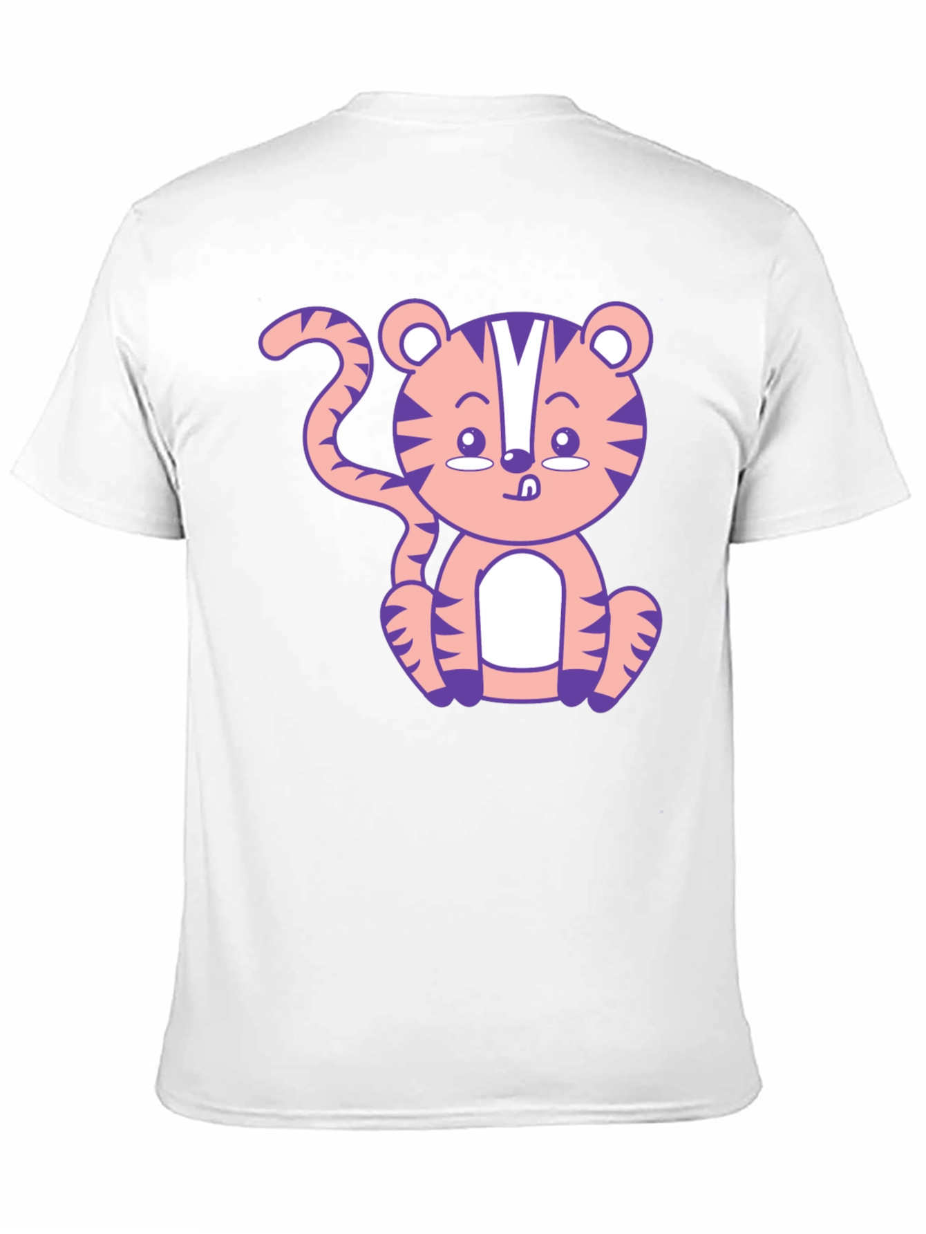 Cute Cartoon Tiger Graphic T-Shirt - Black