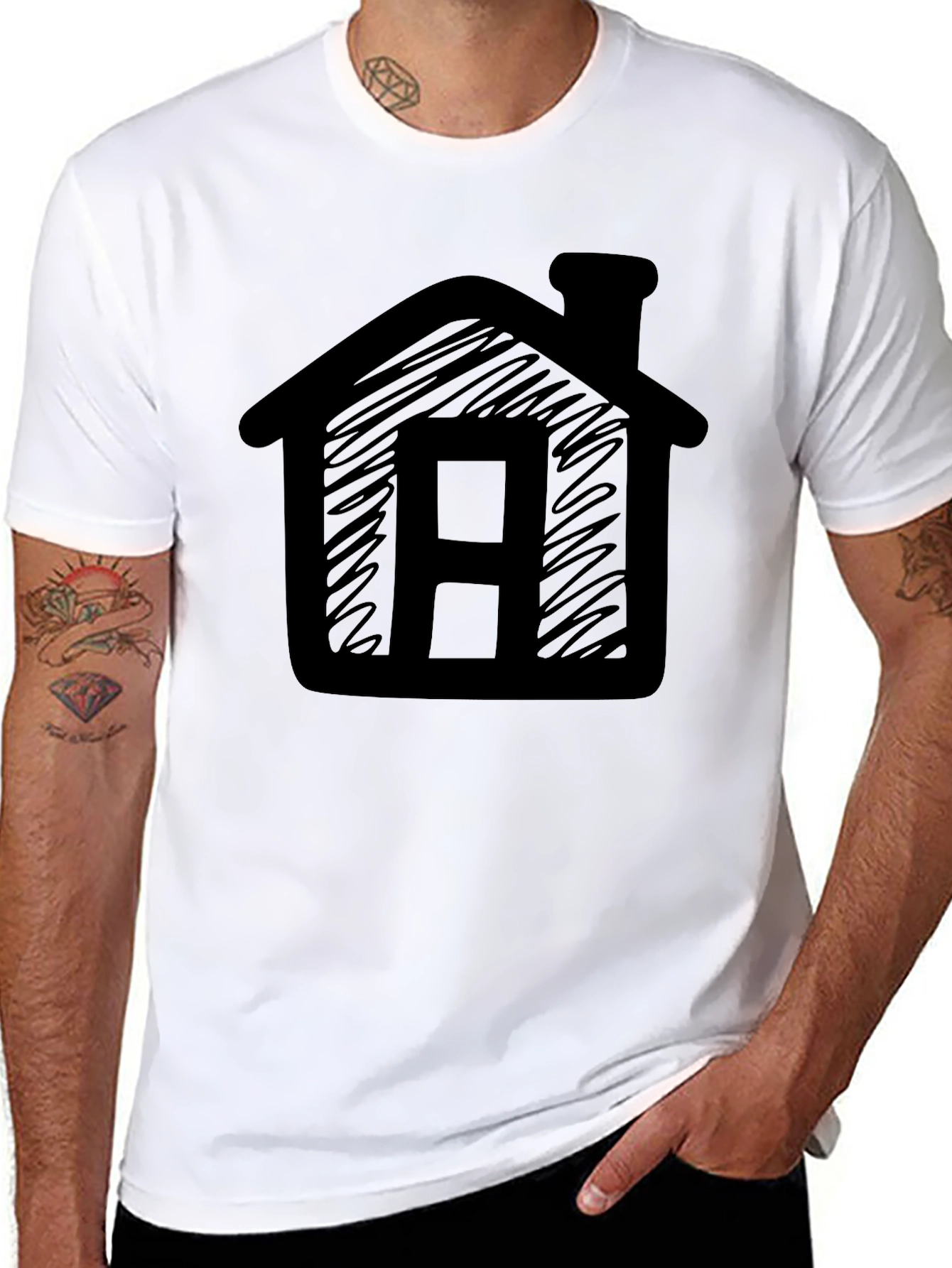House Sketch Tee - Black Graphic T-Shirt