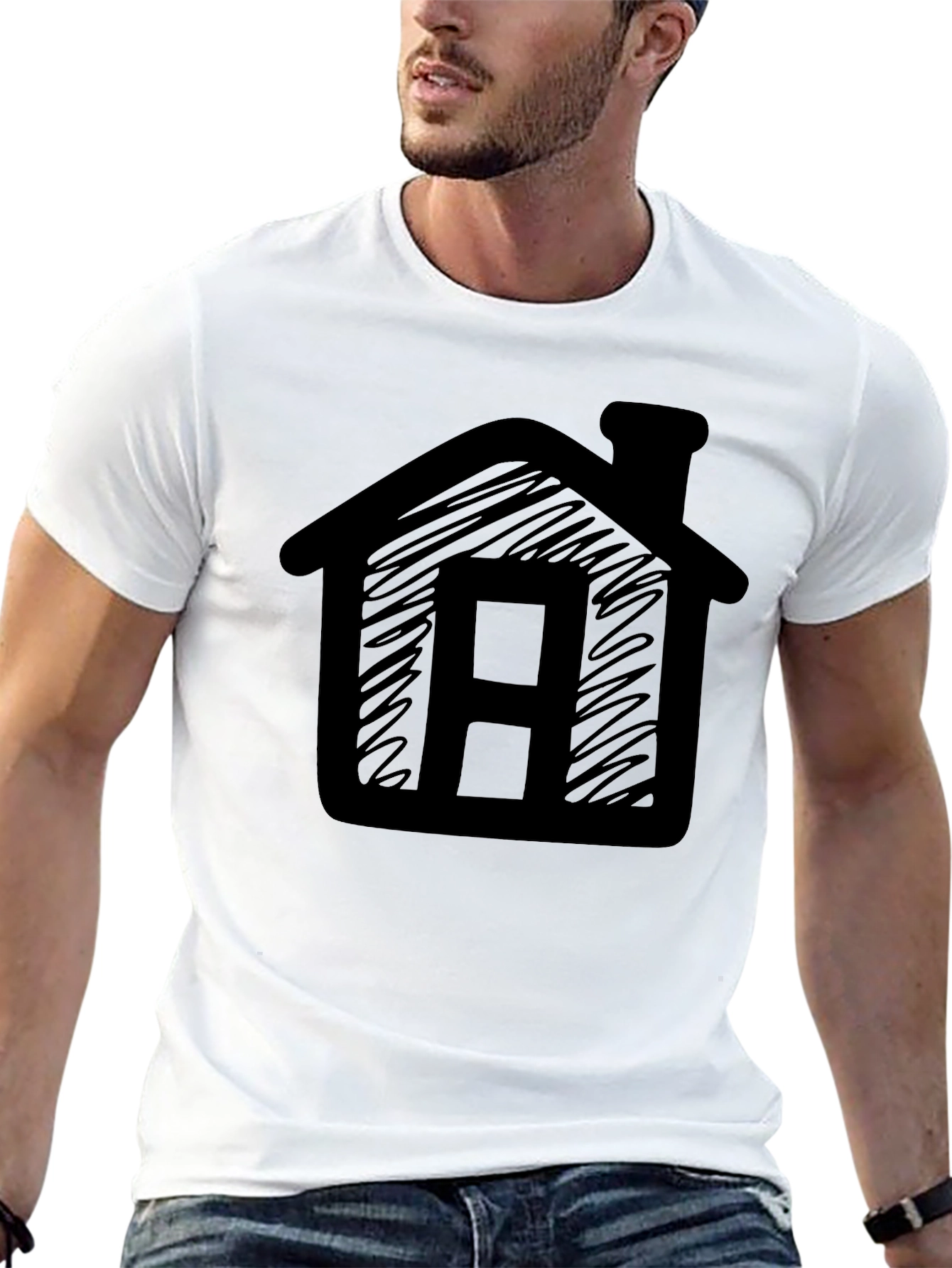 House Sketch Tee - Black Graphic T-Shirt