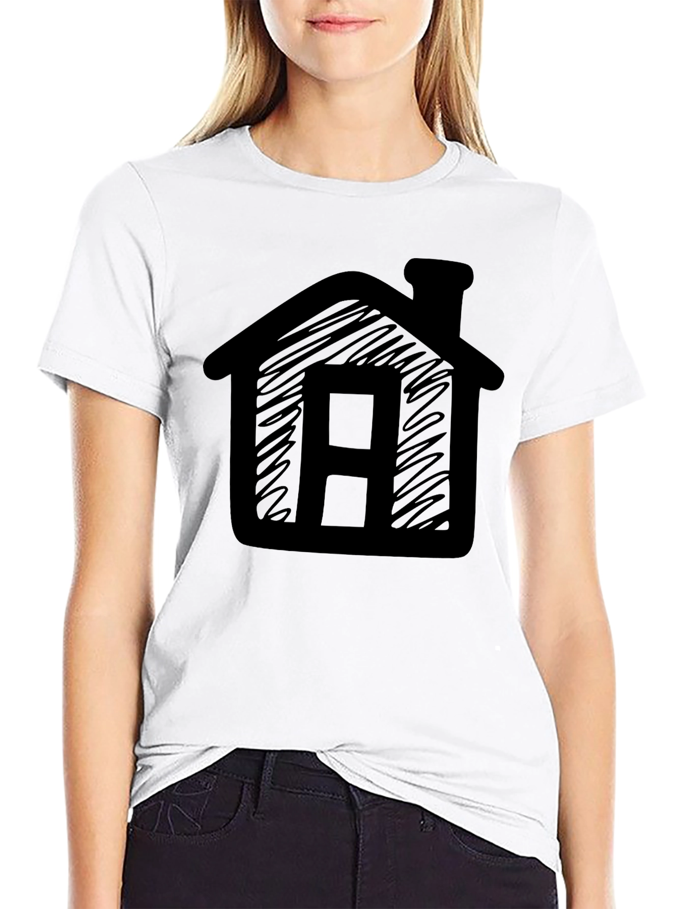 House Sketch Tee - Black Graphic T-Shirt