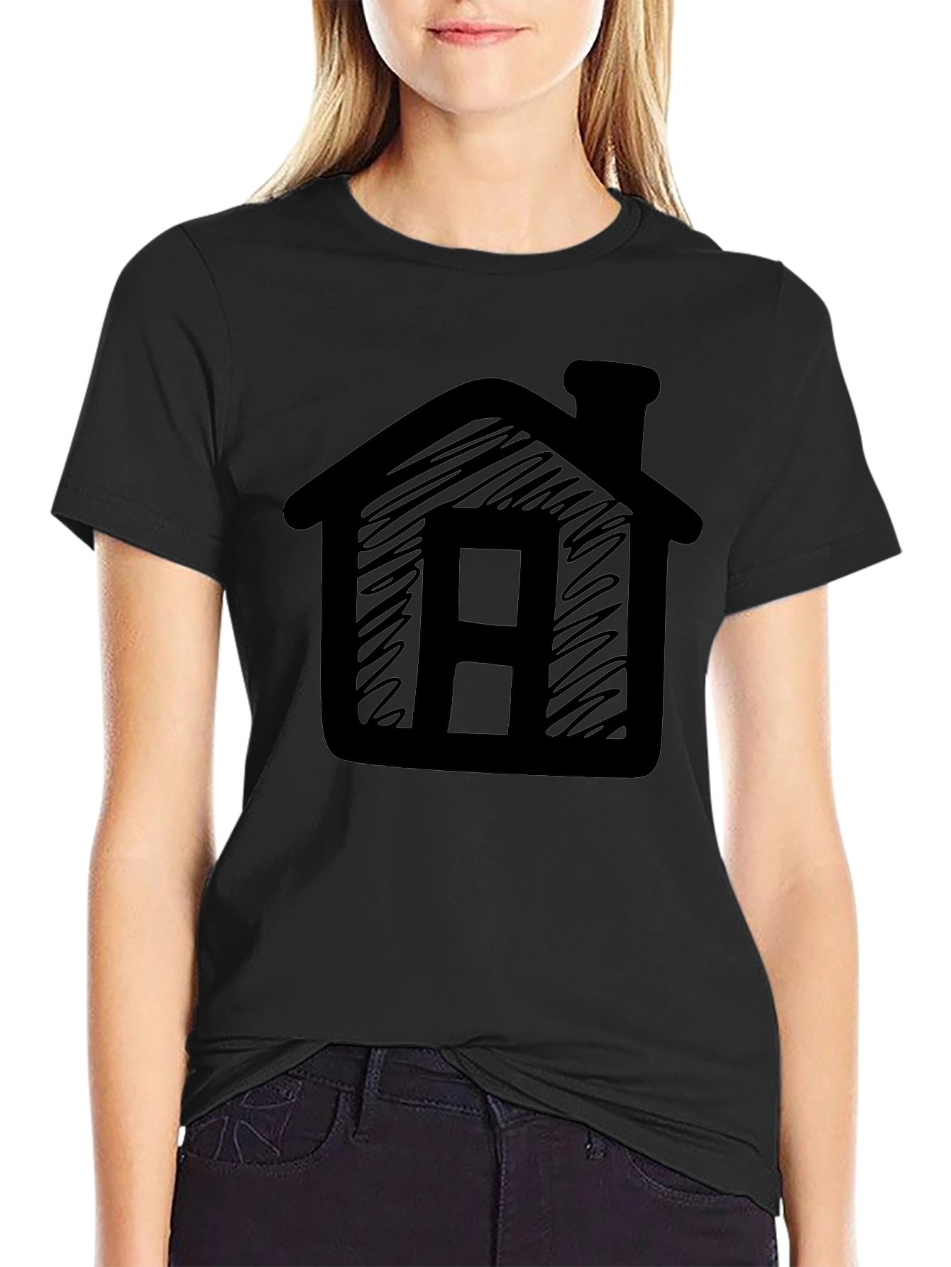 House Sketch Tee - Black Graphic T-Shirt