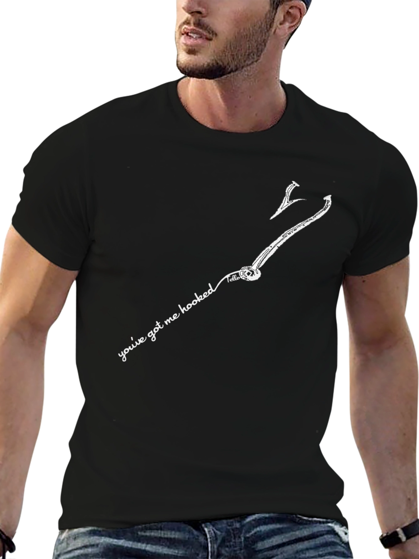 Hooked On You Graphic T-Shirt - Black Cotton Tee