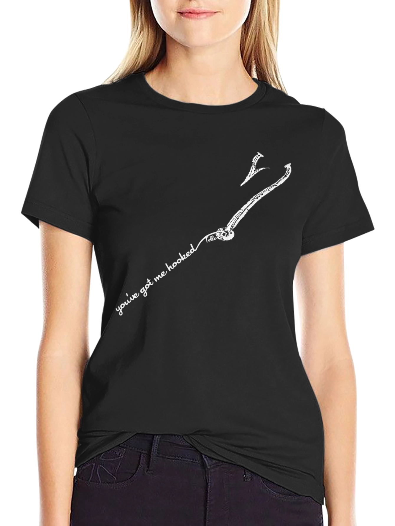 Hooked On You Graphic T-Shirt - Black Cotton Tee