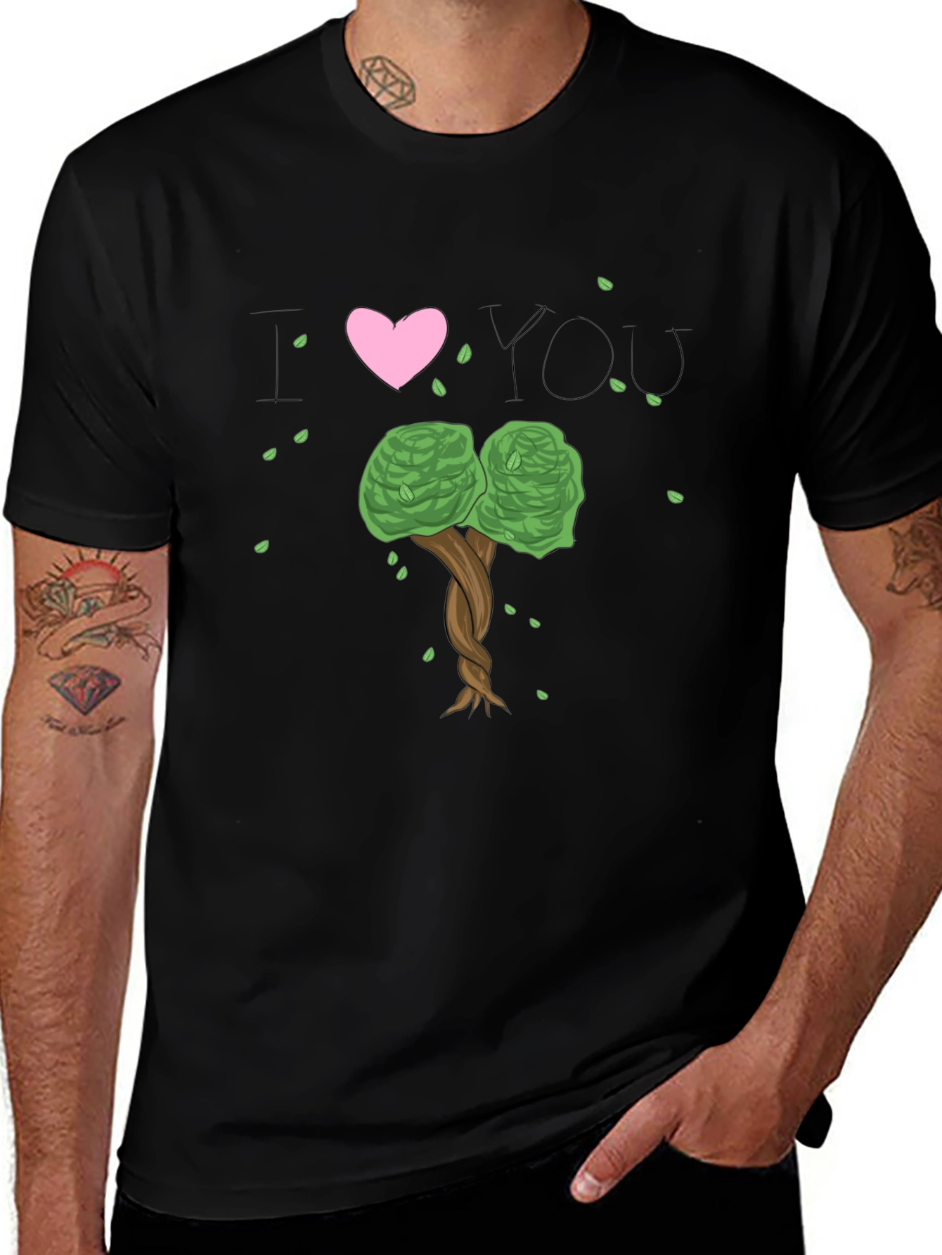 I Heart You Tree Black T-Shirt