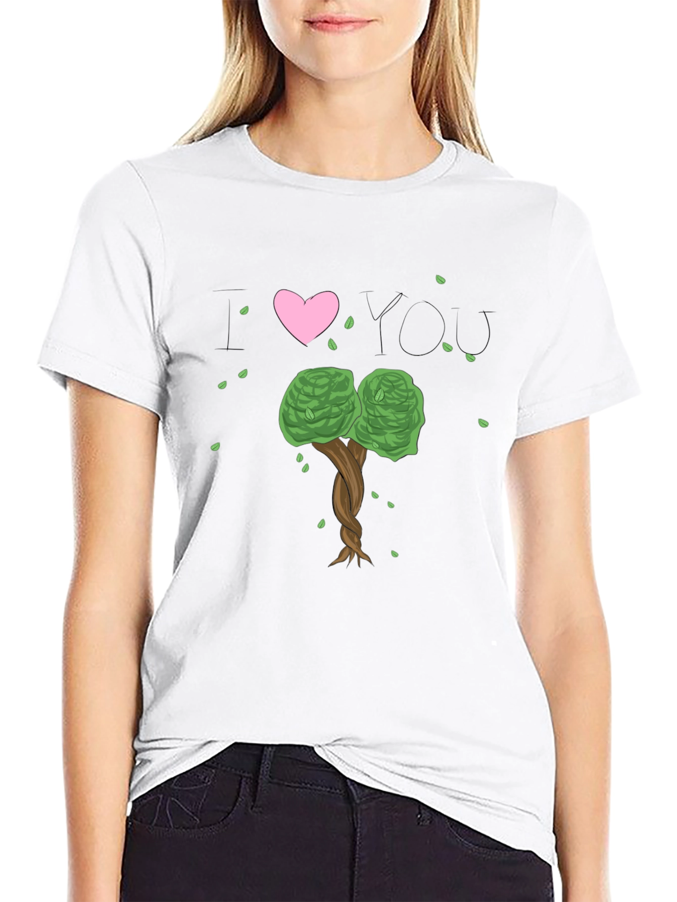 I Heart You Tree Black T-Shirt
