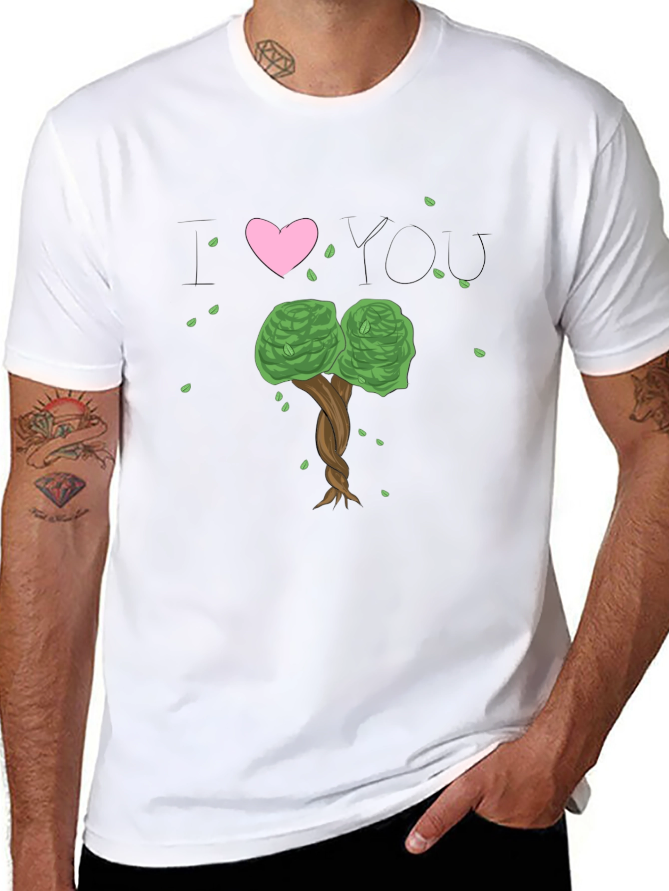 I Heart You Tree Black T-Shirt