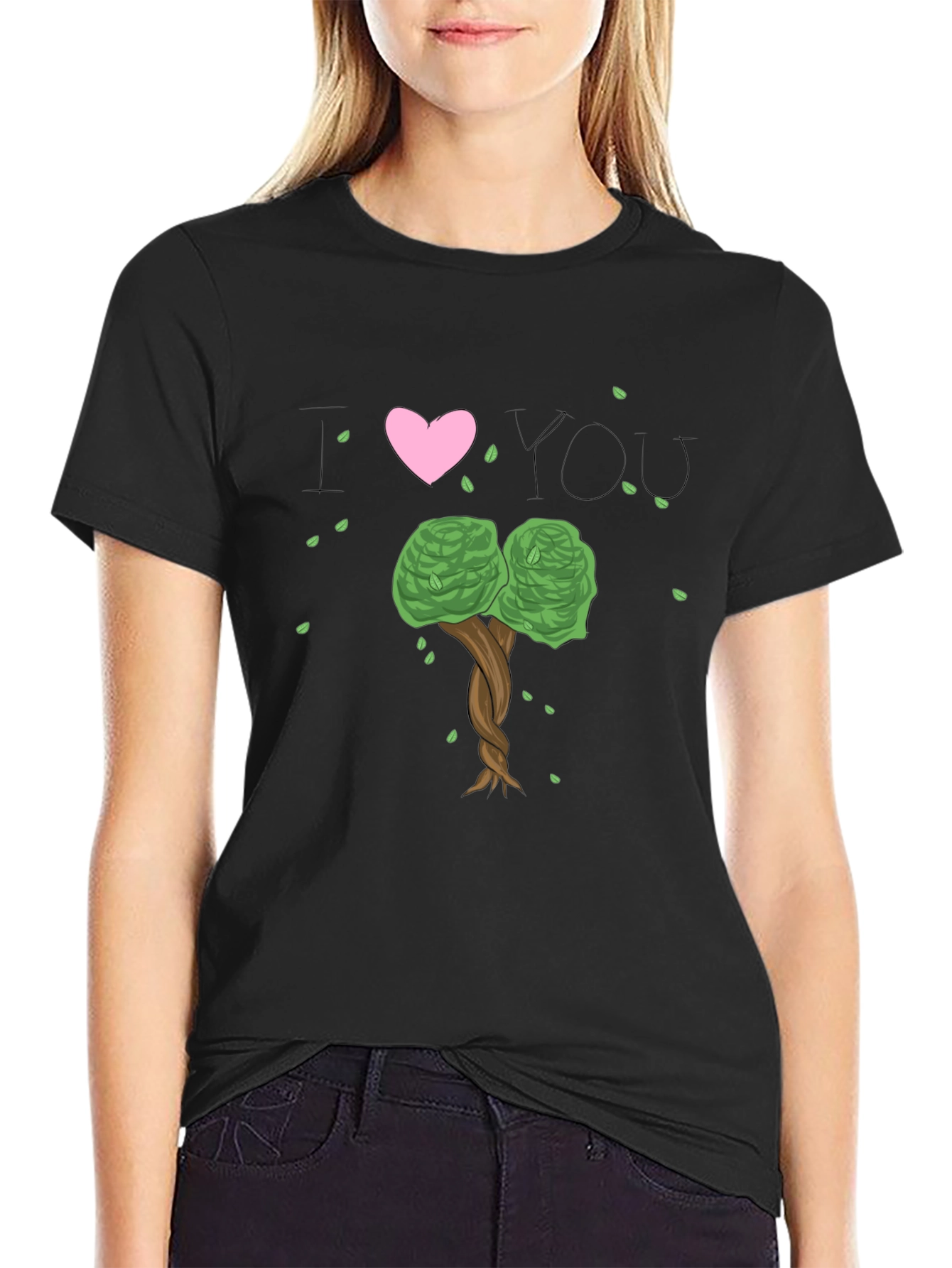 I Heart You Tree Black T-Shirt