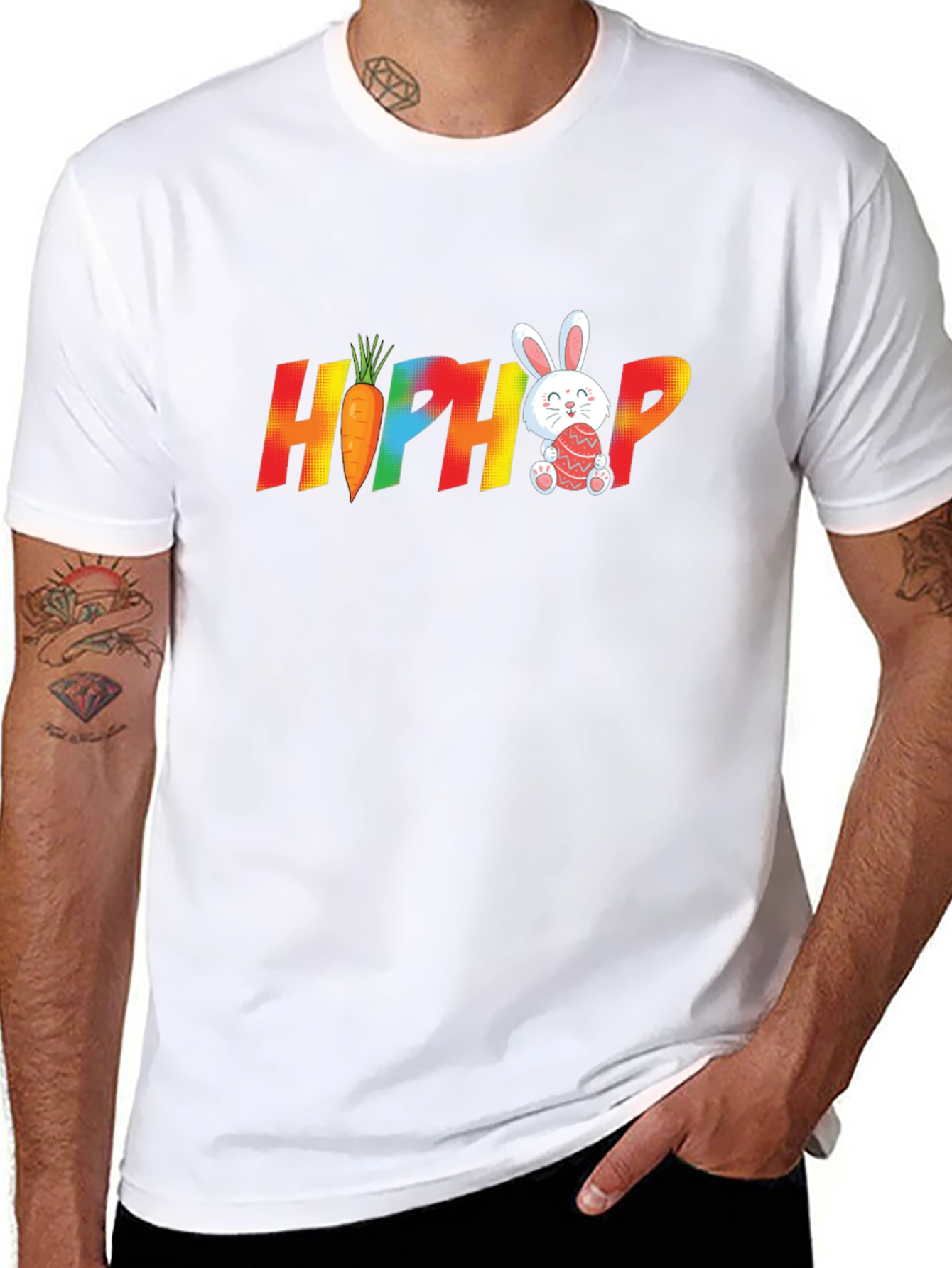 Hip Hop Easter Bunny Carrot Graphic T-Shirt