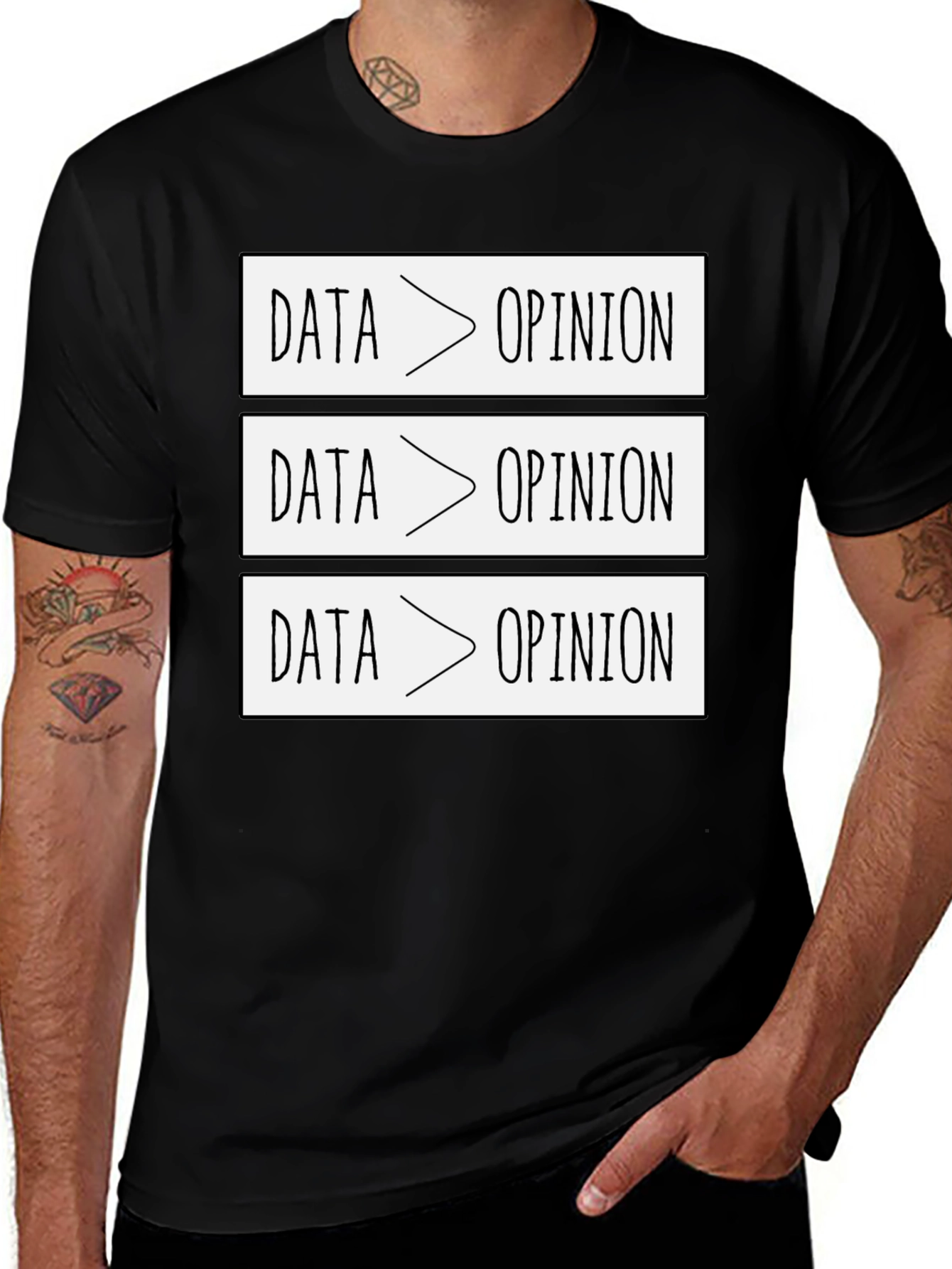Data Over Opinion Graphic Tee - Black Cotton Blend