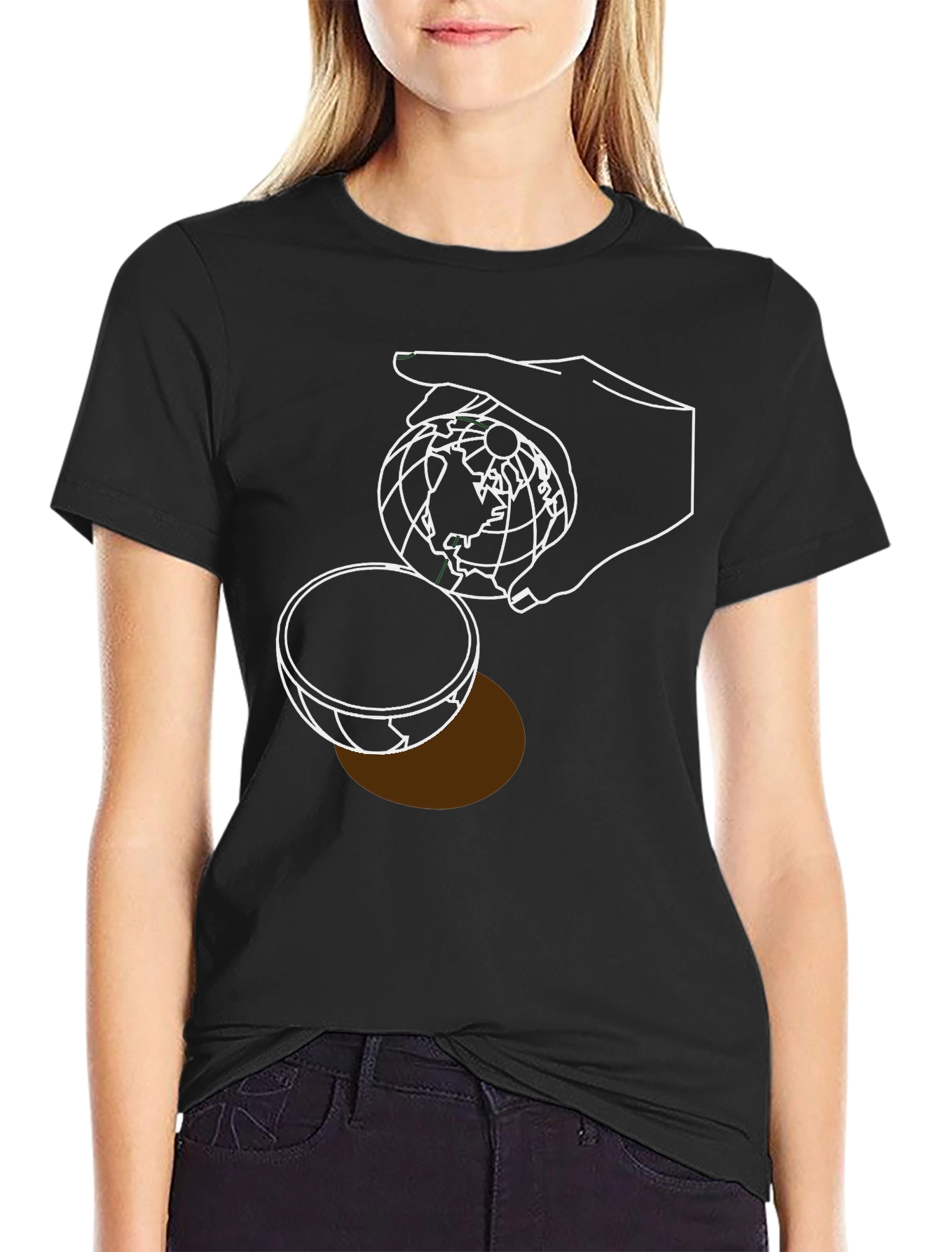 Globe Hand Graphic T-Shirt - Modern Design
