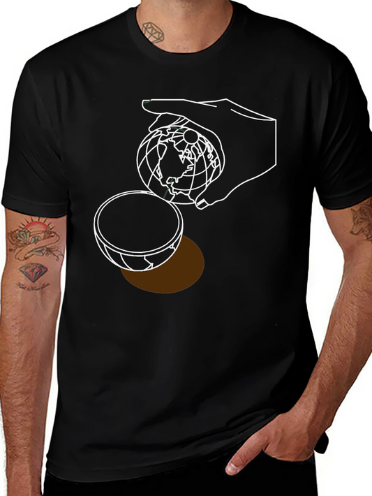 Globe Hand Graphic T-Shirt - Modern Design