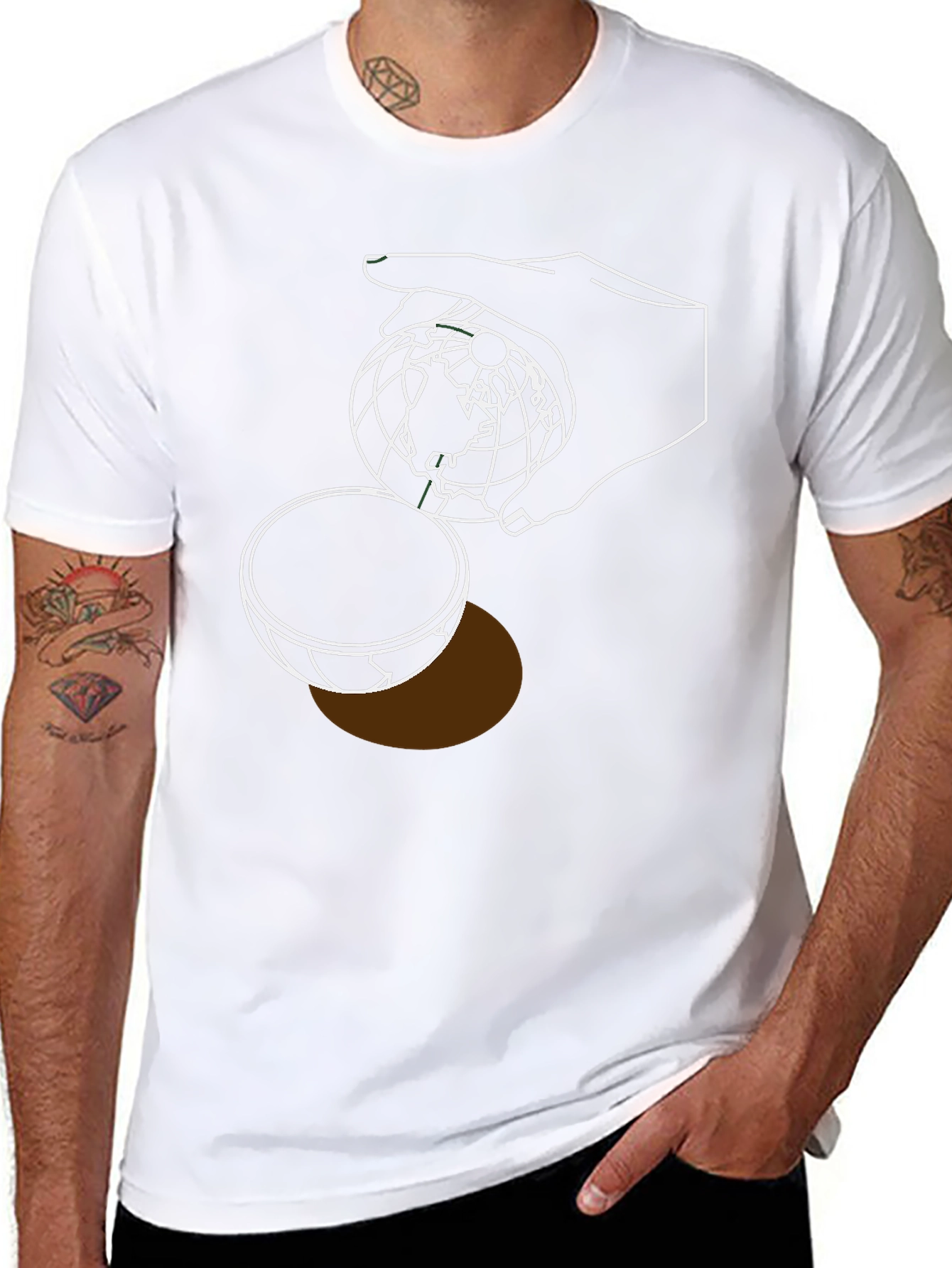 Globe Hand Graphic T-Shirt - Modern Design