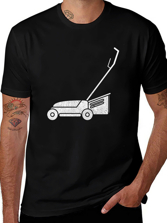 Lawn Mower Graphic Tee - Black Cotton T-Shirt