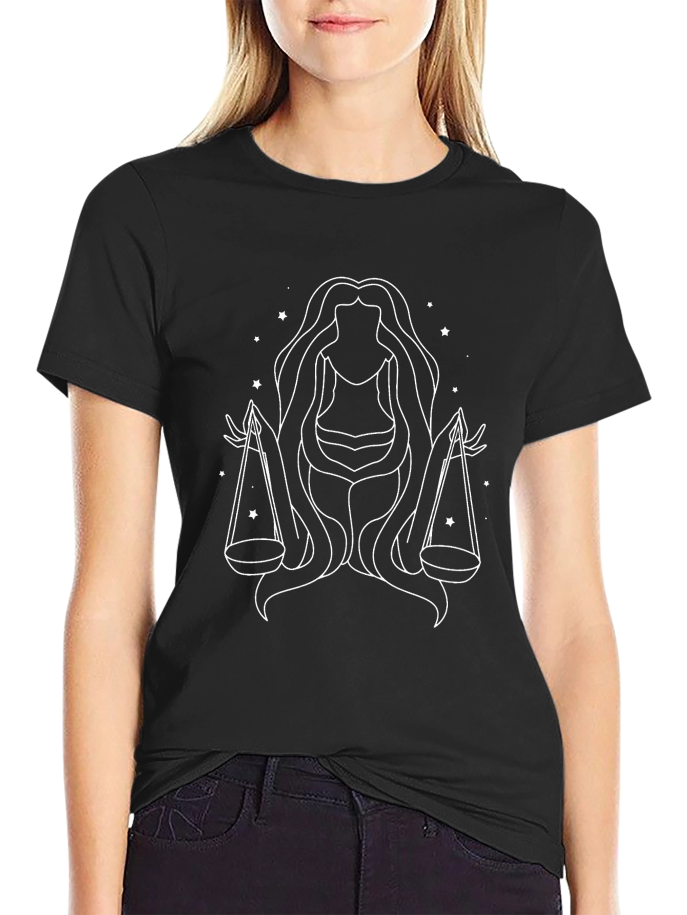 Libra Zodiac Sign Black Tee