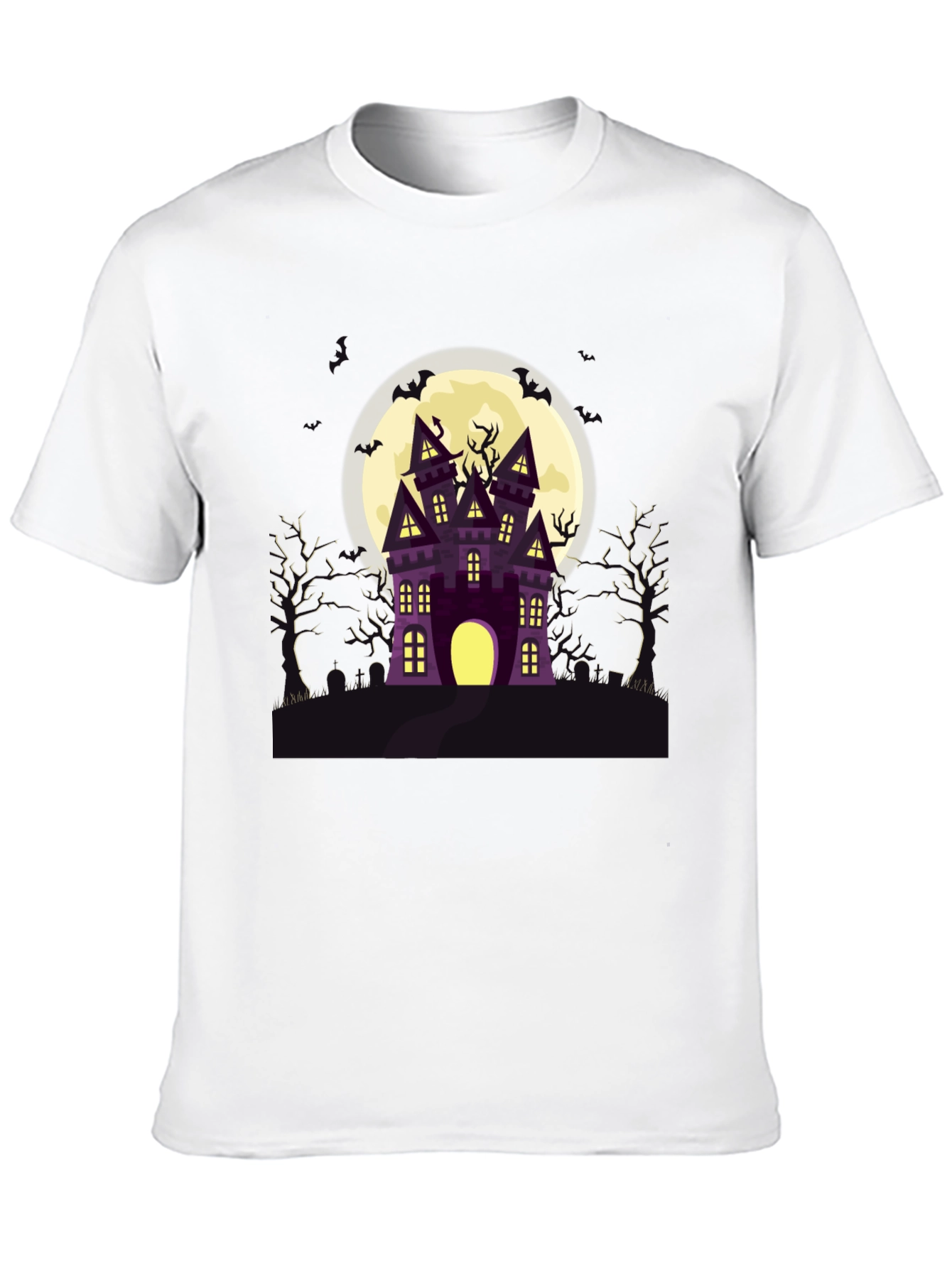 Halloween Spooky Castle Black Graphic Tee