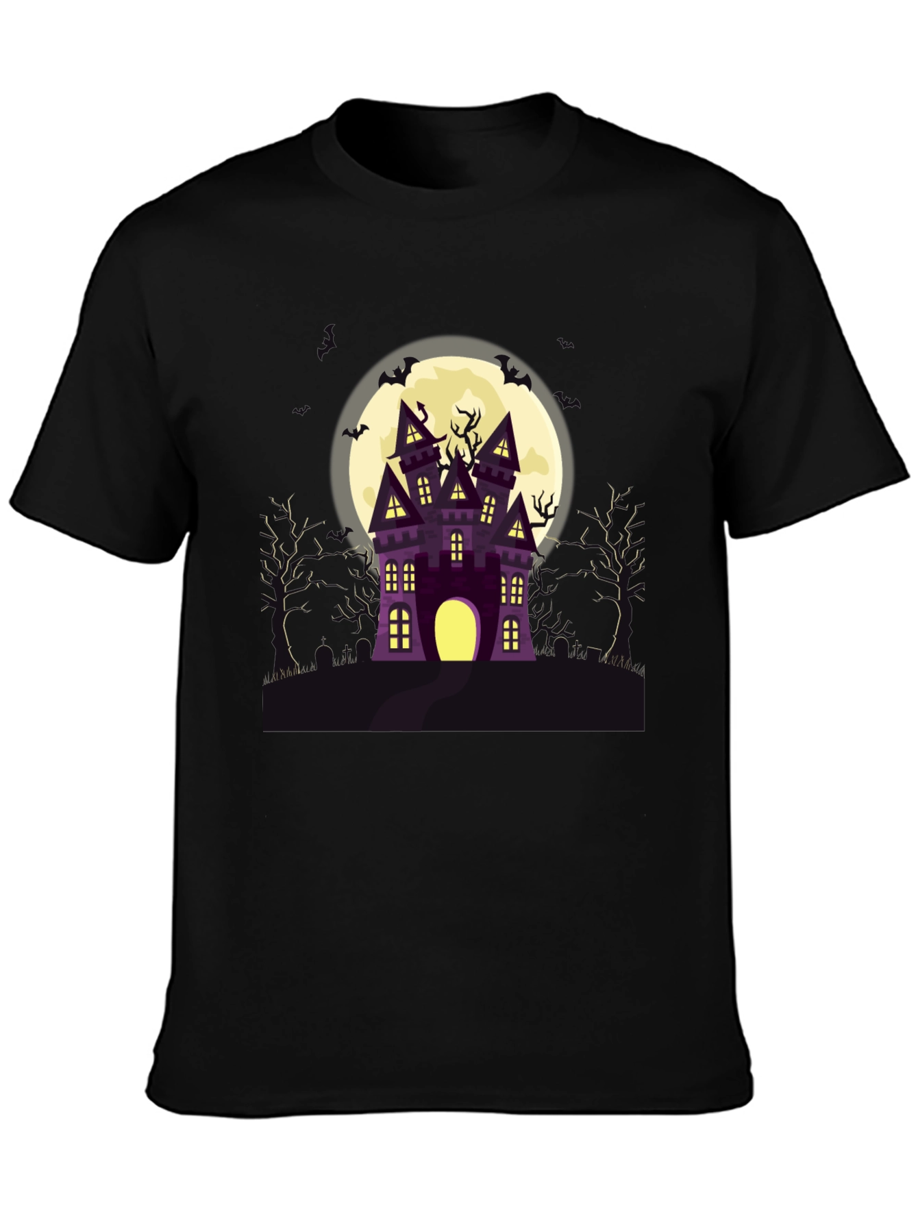 Halloween Spooky Castle Black Graphic Tee
